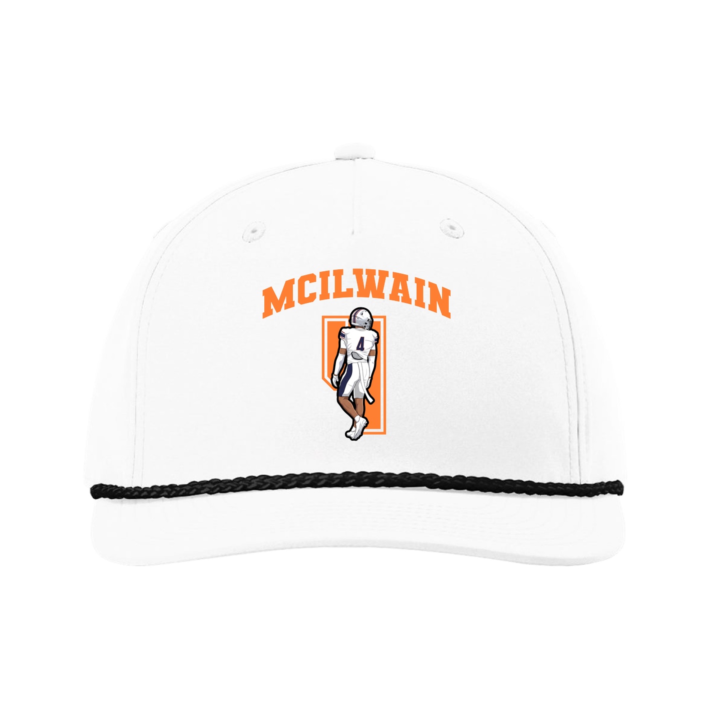 Five-Panel Classic Rope Cap — Number in White