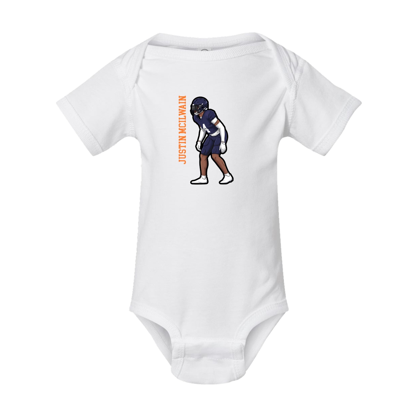 Baby Onesie — Name Vertical in White
