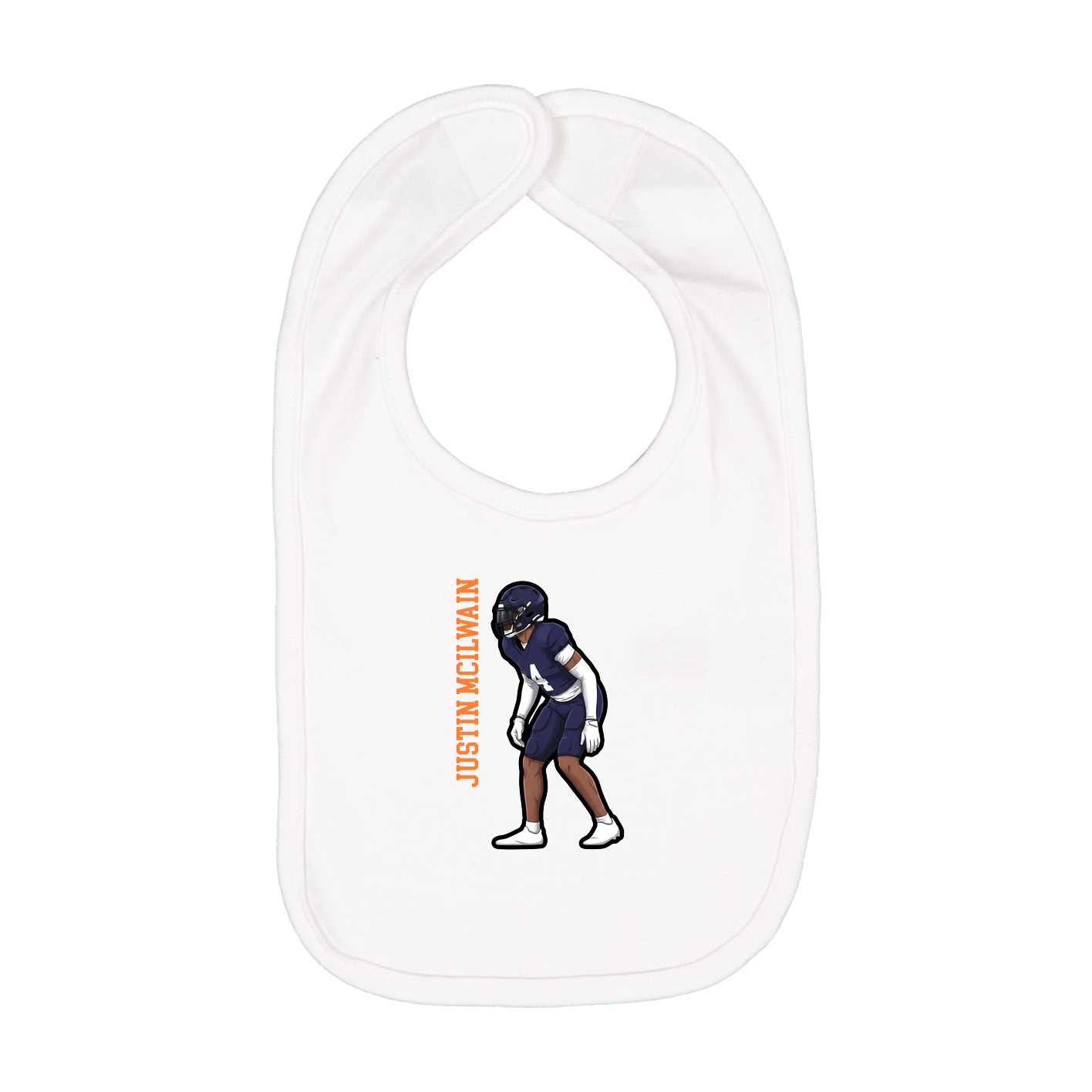 Infant Bib — Name Vertical in White