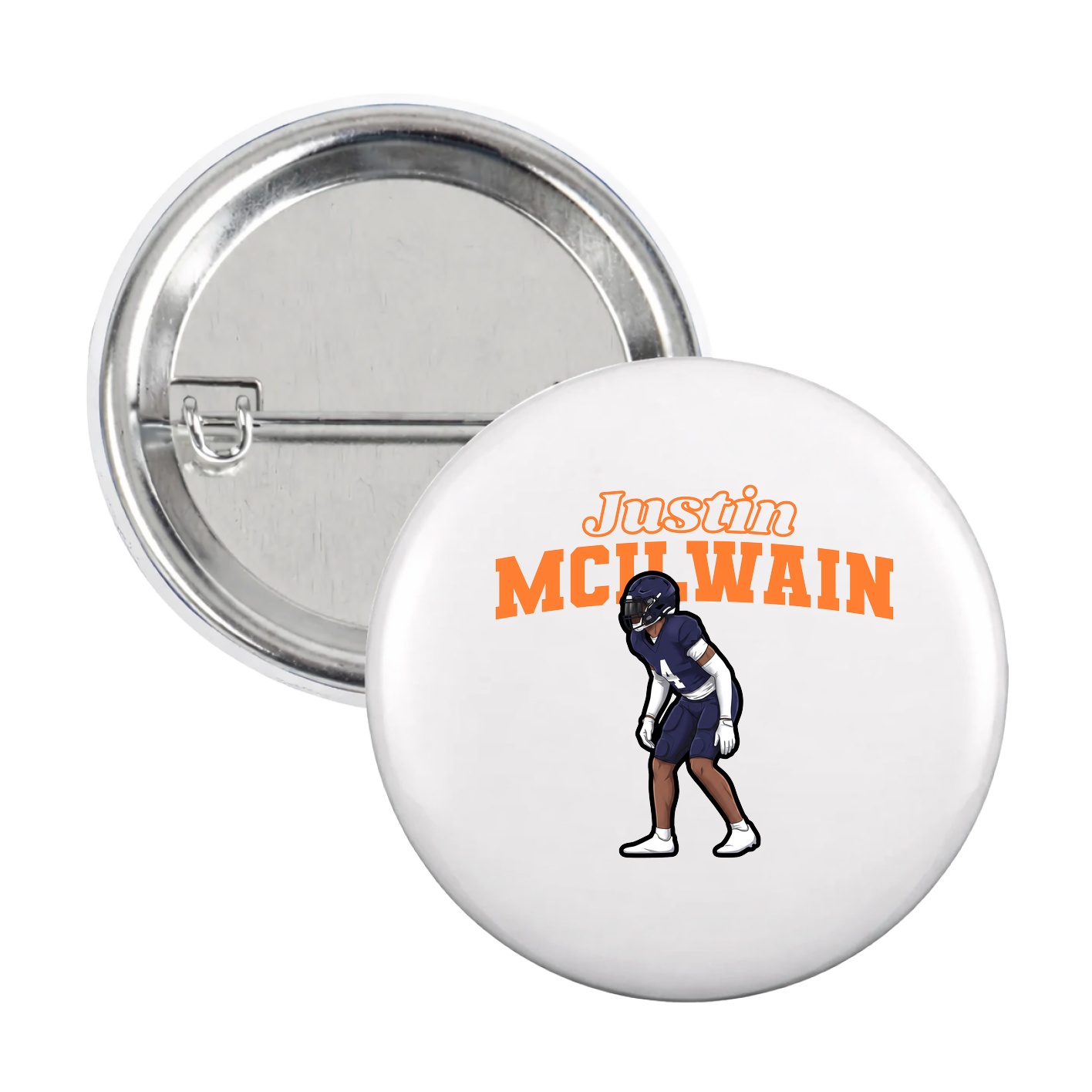 Game Day Button — Name Arch in White