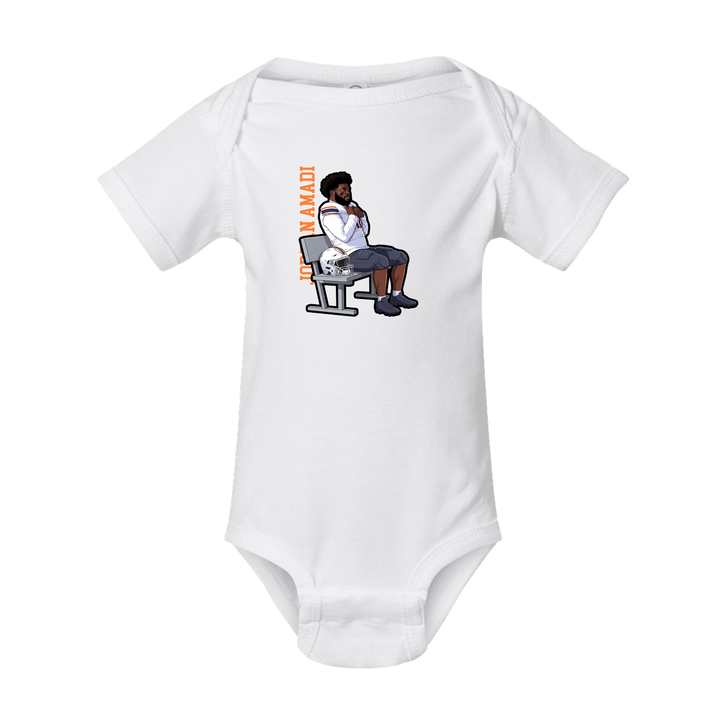 Baby Onesie — Name Vertical in White