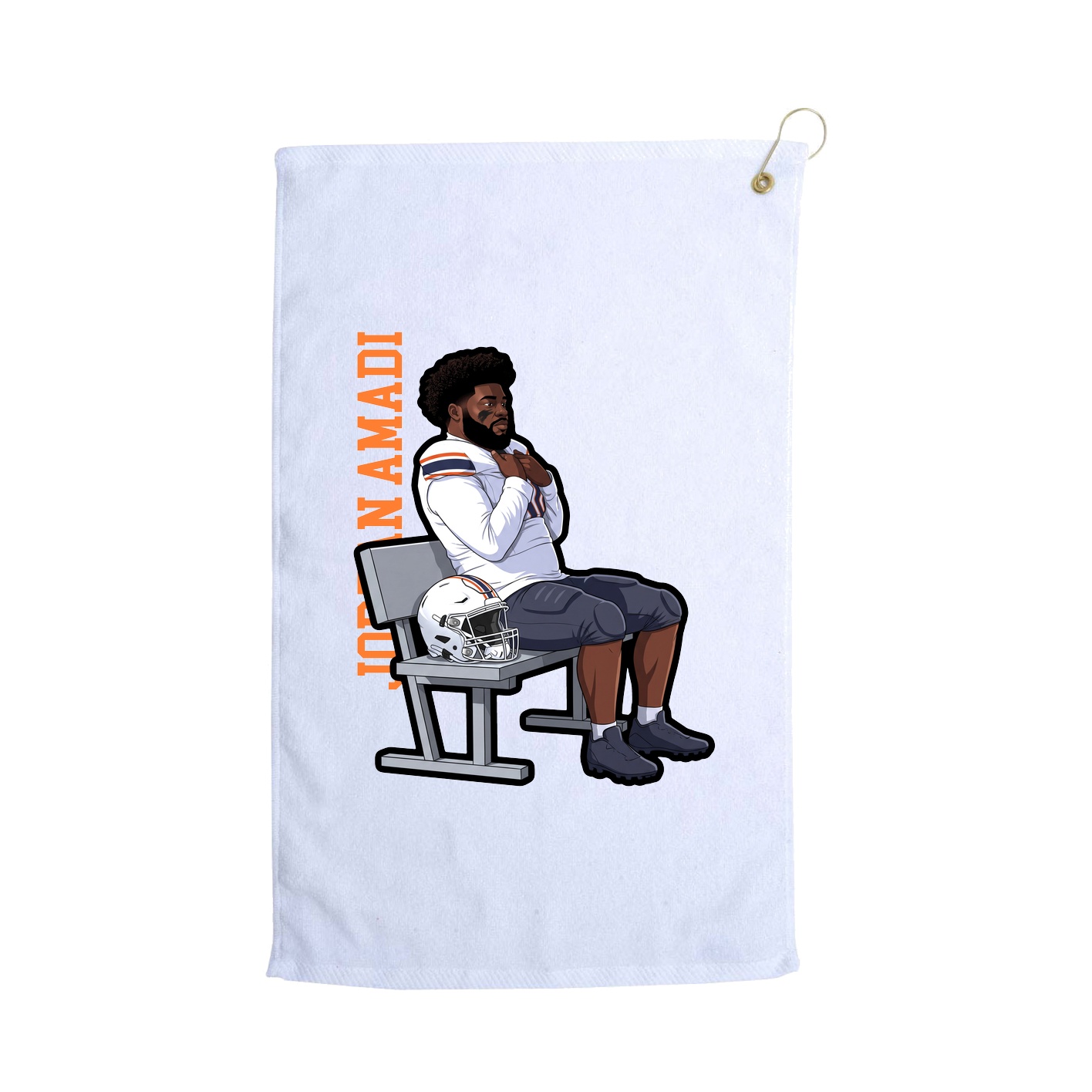 Golf Towel — Name Vertical in White