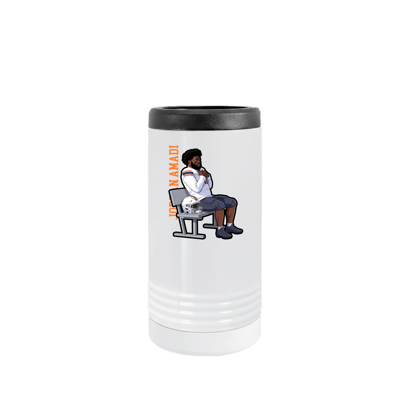 Slim Beverage Holder — Name Vertical in White