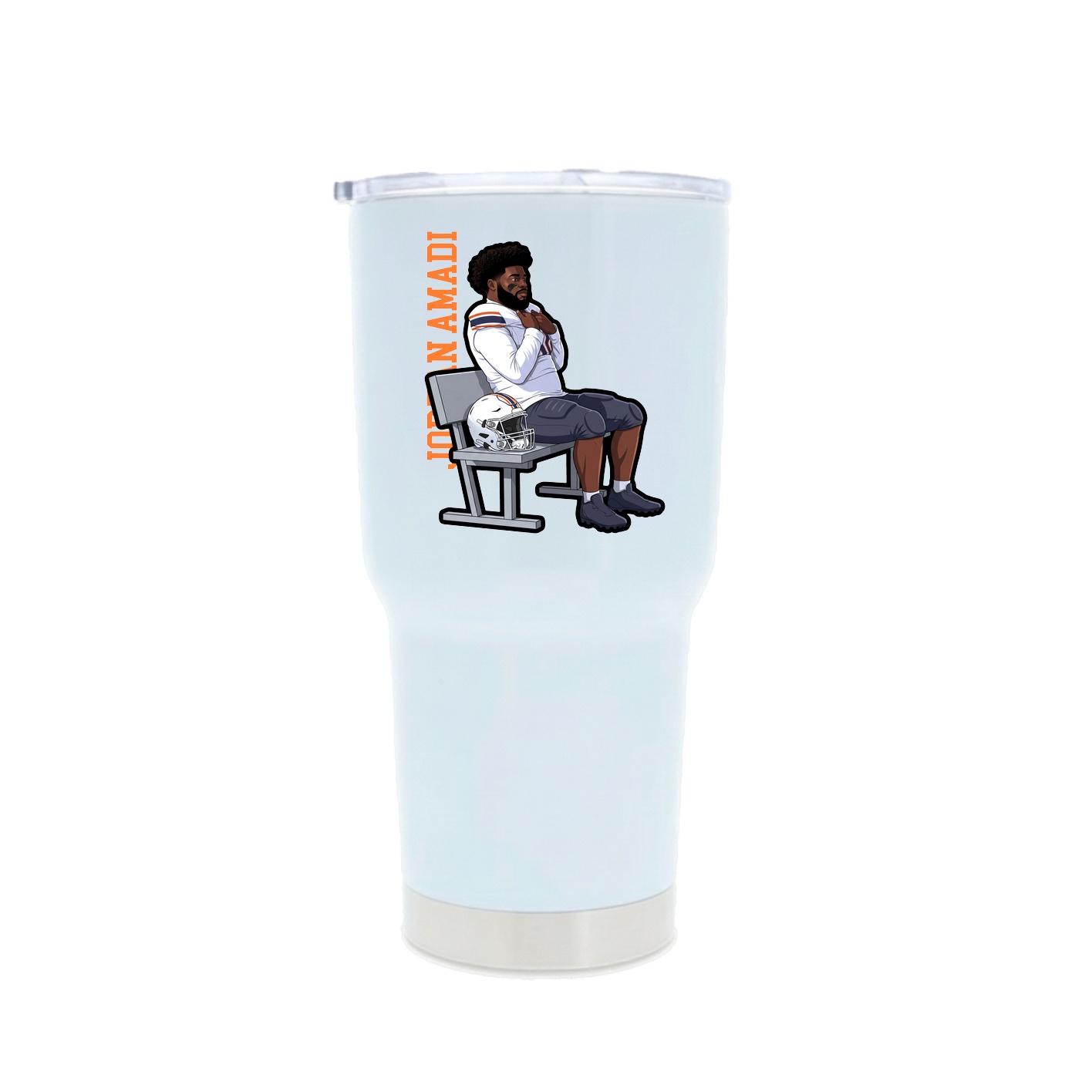 30oz Stainless Steel Tumbler — Name Vertical in White