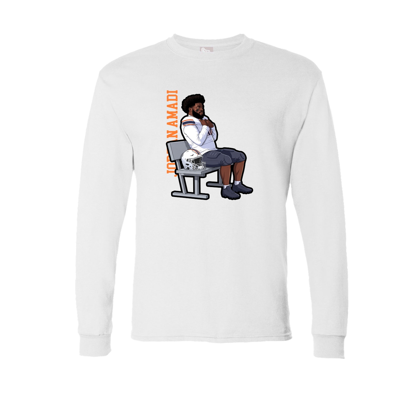 Long Sleeve Tee — Name Vertical in White