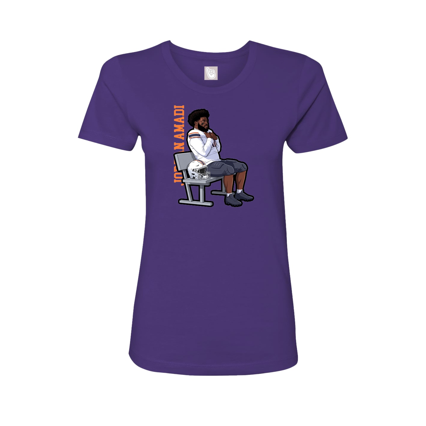 Fitted Women's Tee — Name Vertical in Purple