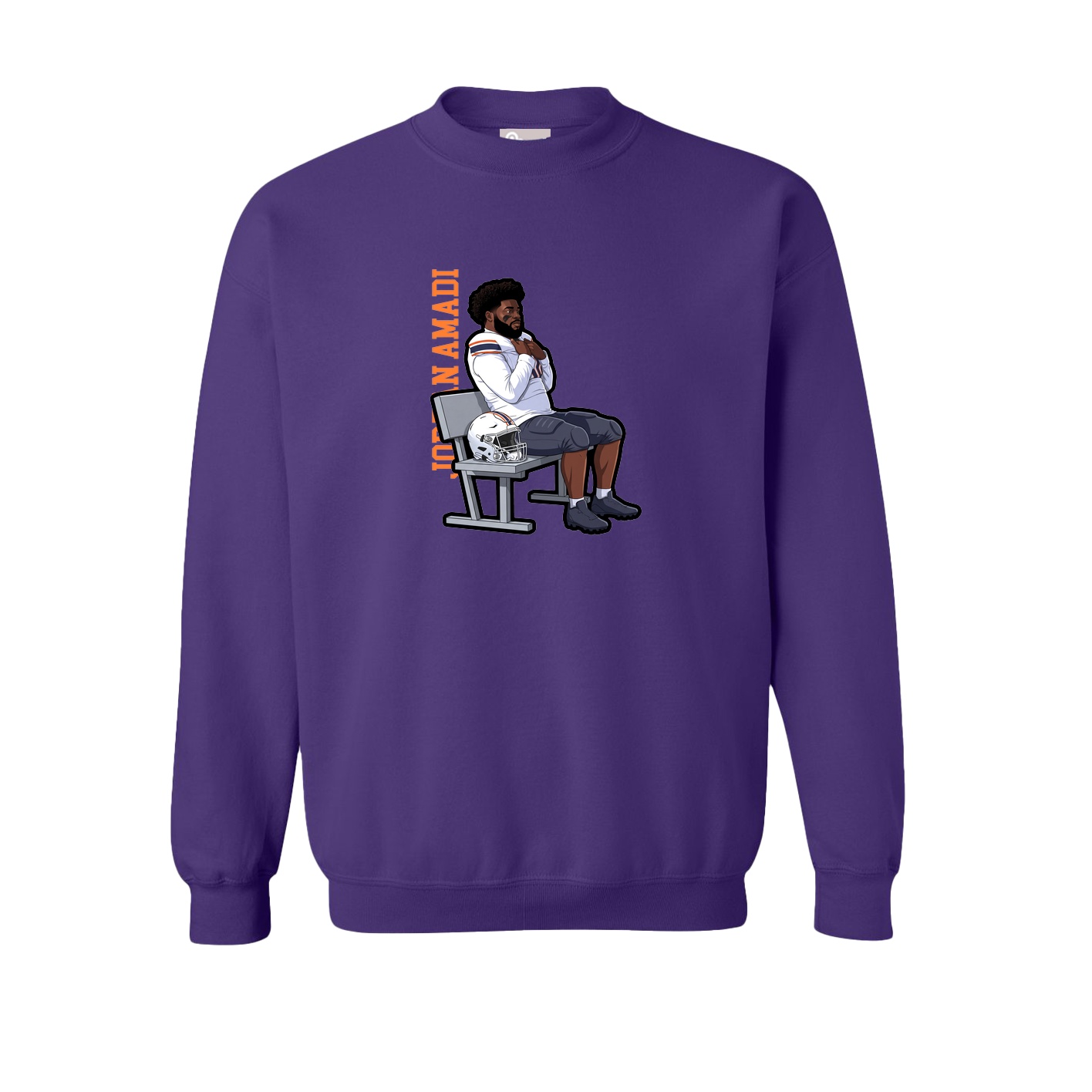 Fleece Crew — Name Vertical in Purple