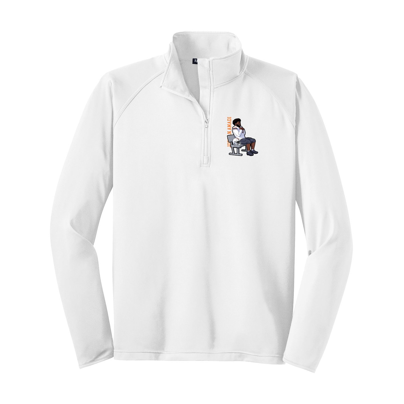 Q-Zip Pullover — Name Vertical in White