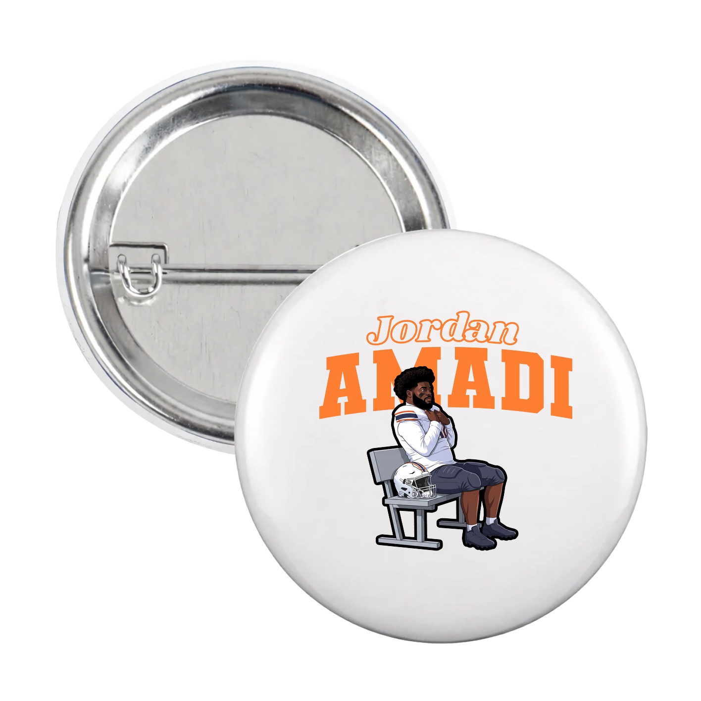 Game Day Button — Name Arch in White