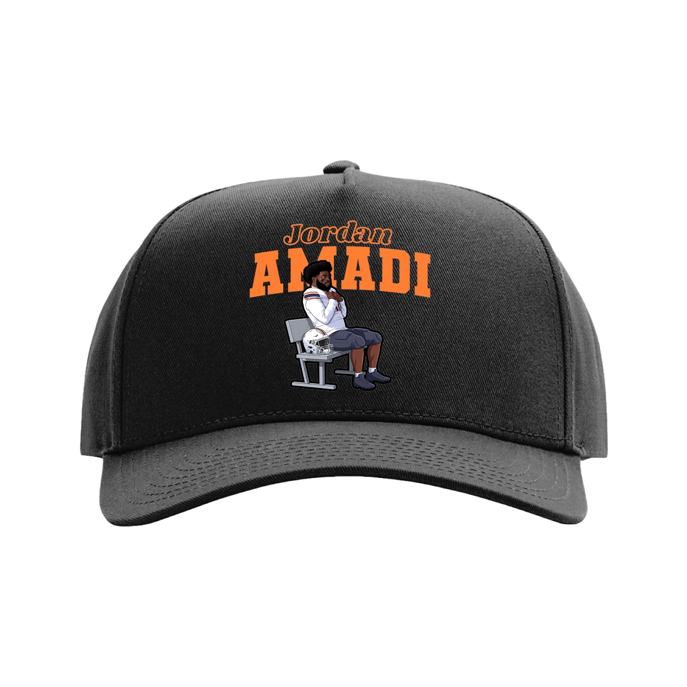 Full Fabric Five-Panel Champ Cap — Name Arch in Black