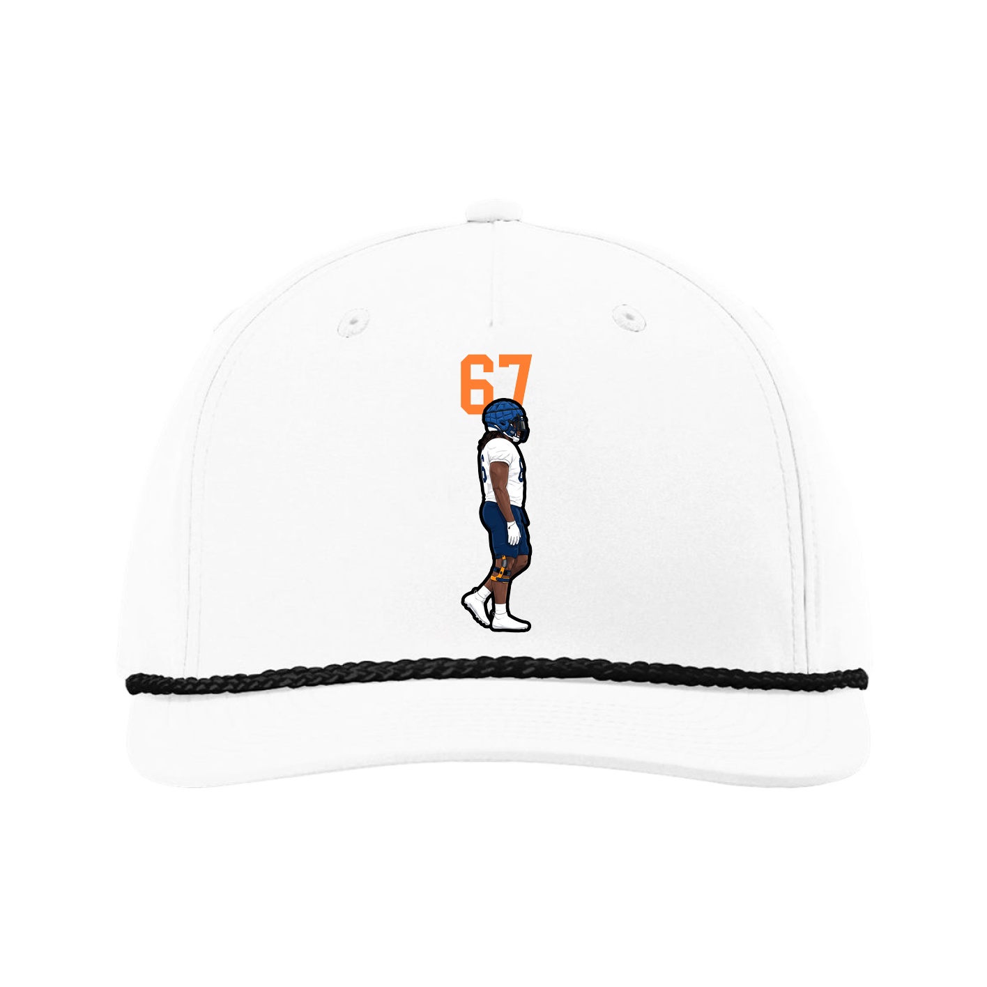 Five-Panel Classic Rope Cap — Number Top in White