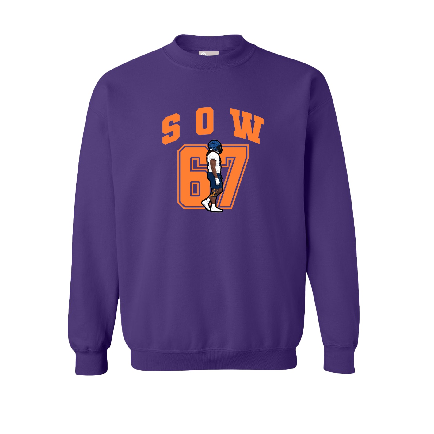 Fleece Crew — Number in Purple