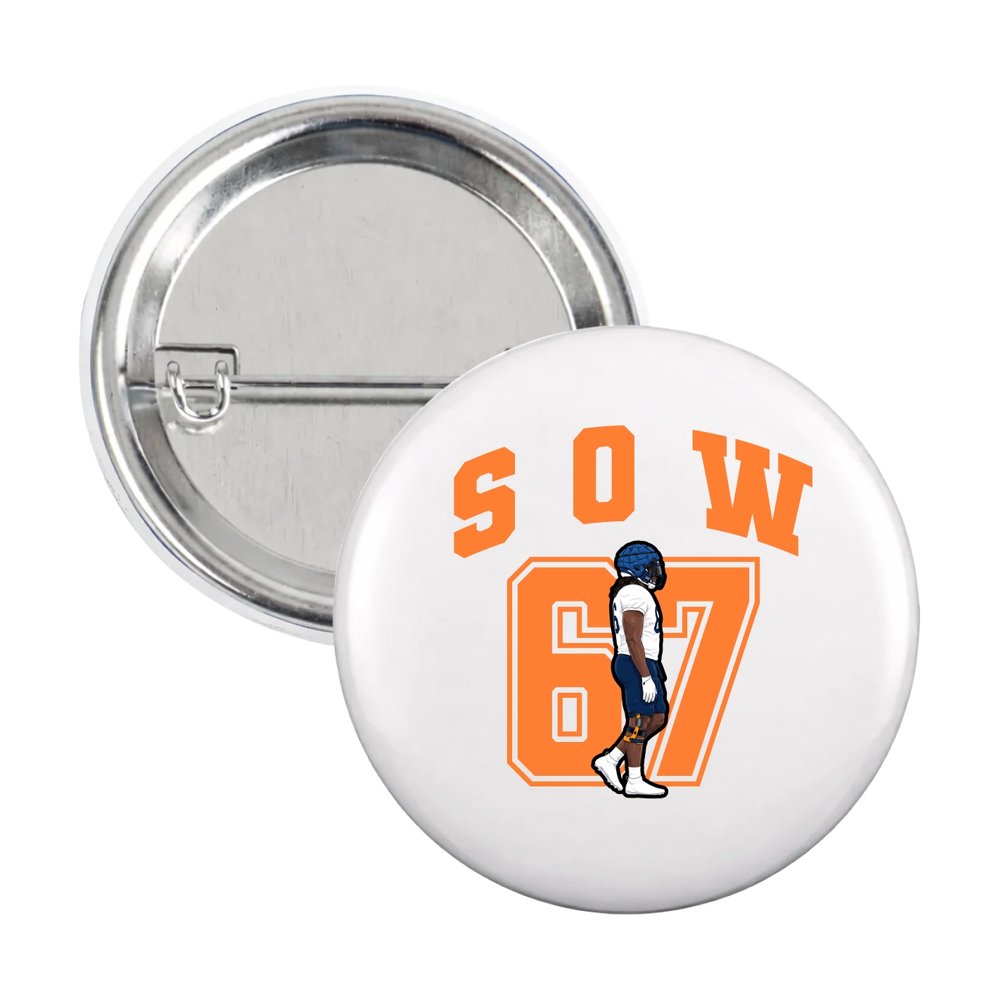 Game Day Button — Number in White