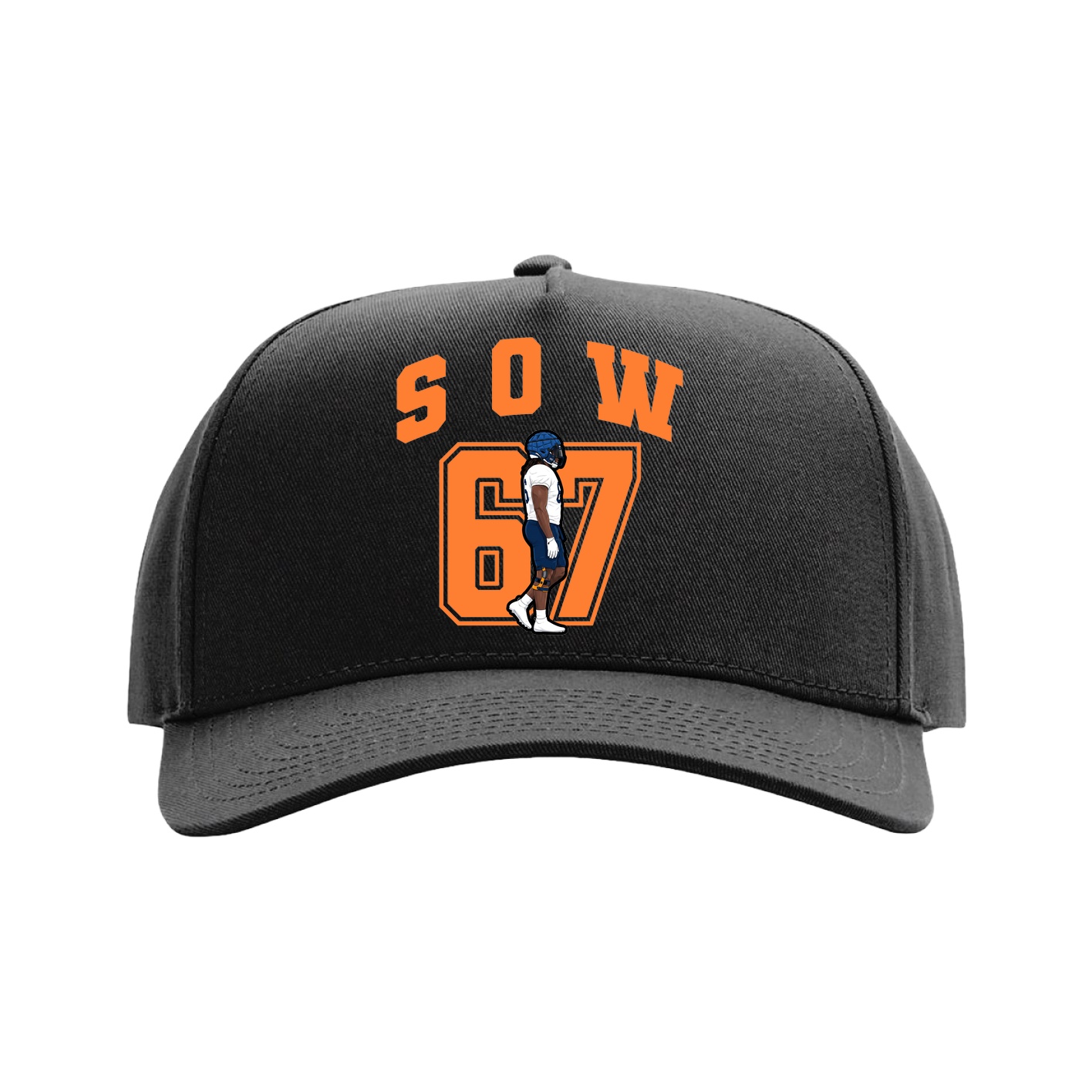 Full Fabric Five-Panel Champ Cap — Number in Black