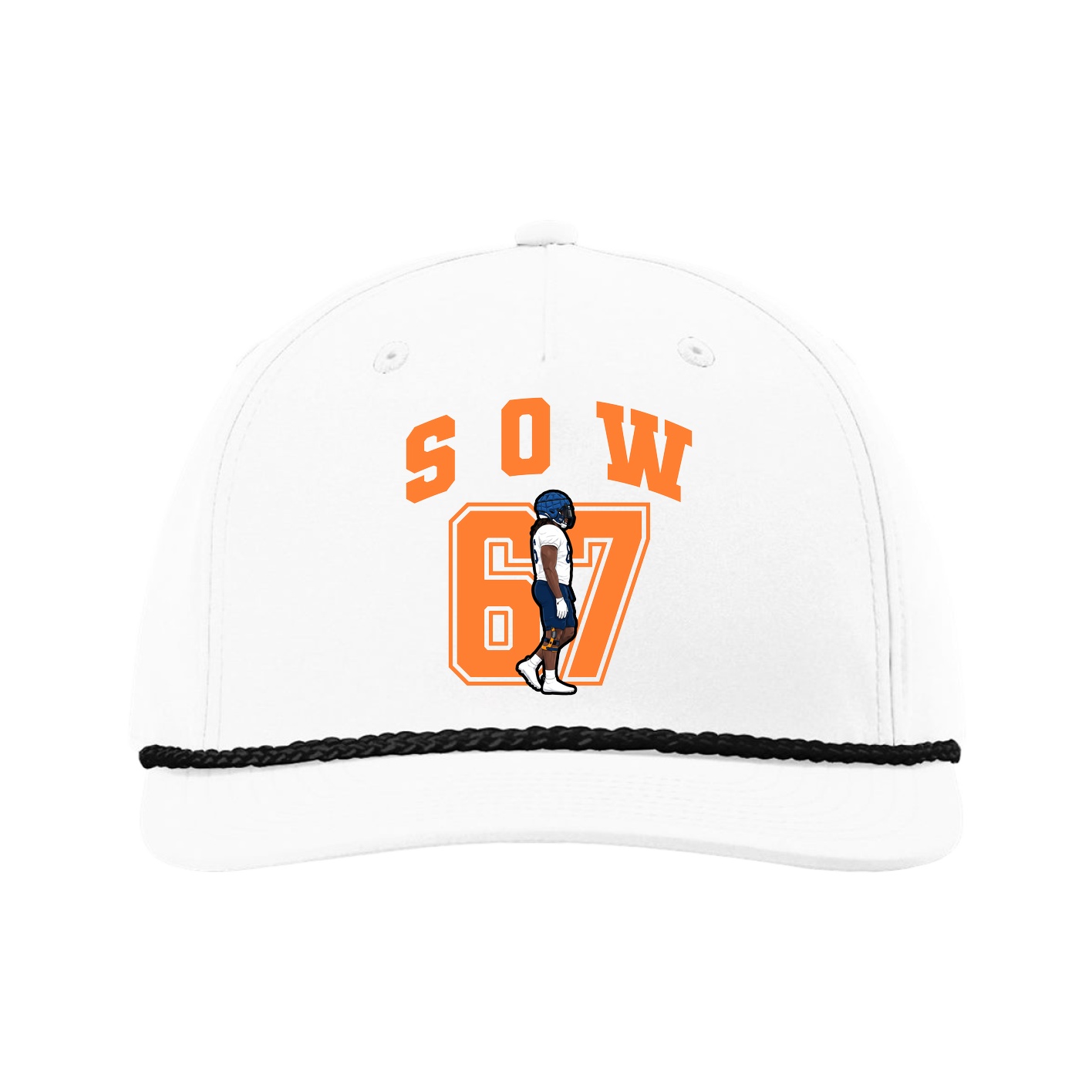 Five-Panel Classic Rope Cap — Number in White