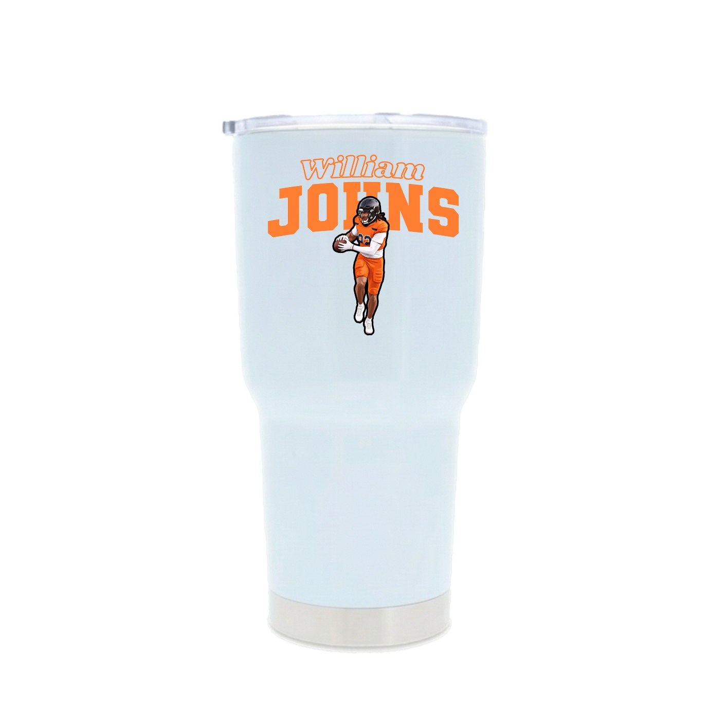 30oz Stainless Steel Tumbler — Name Arch in White