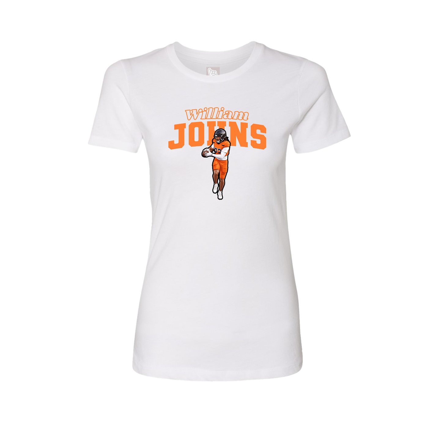 Fitted Women's Tee — Name Arch in White