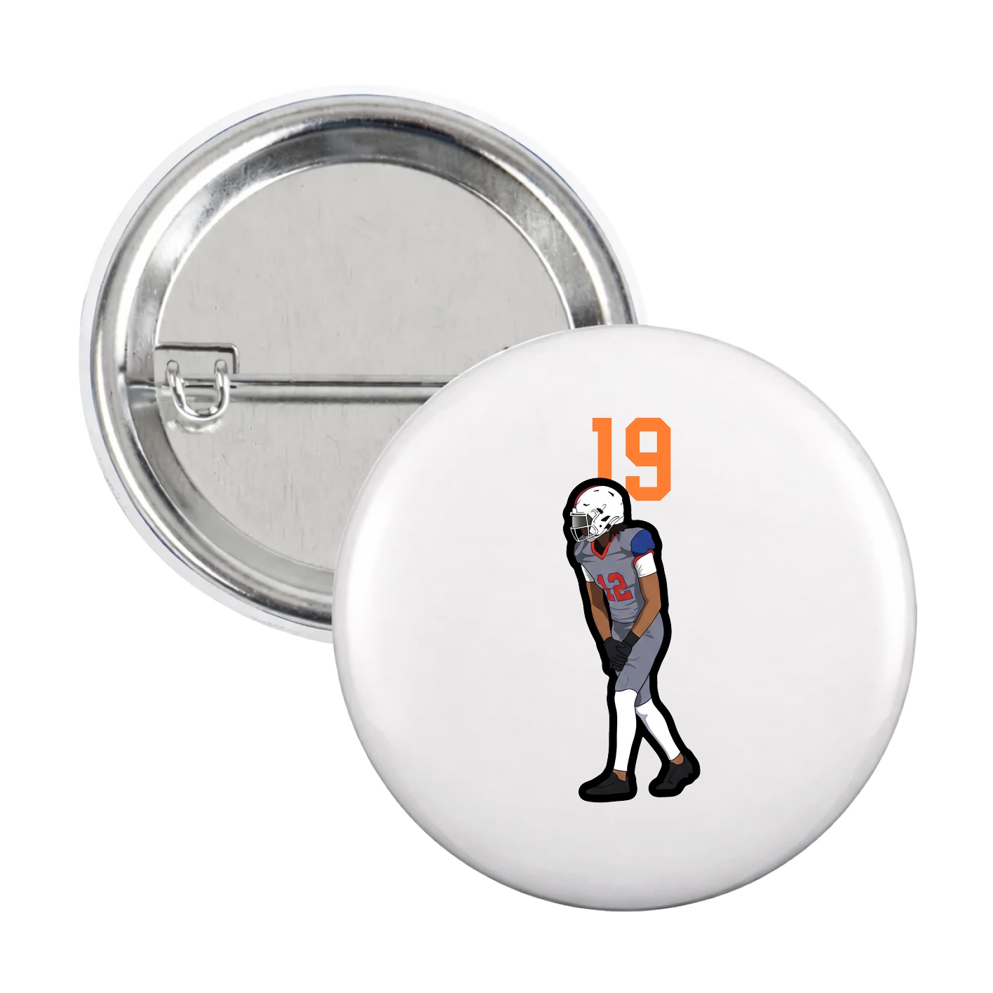 Game Day Button — Number Top in White