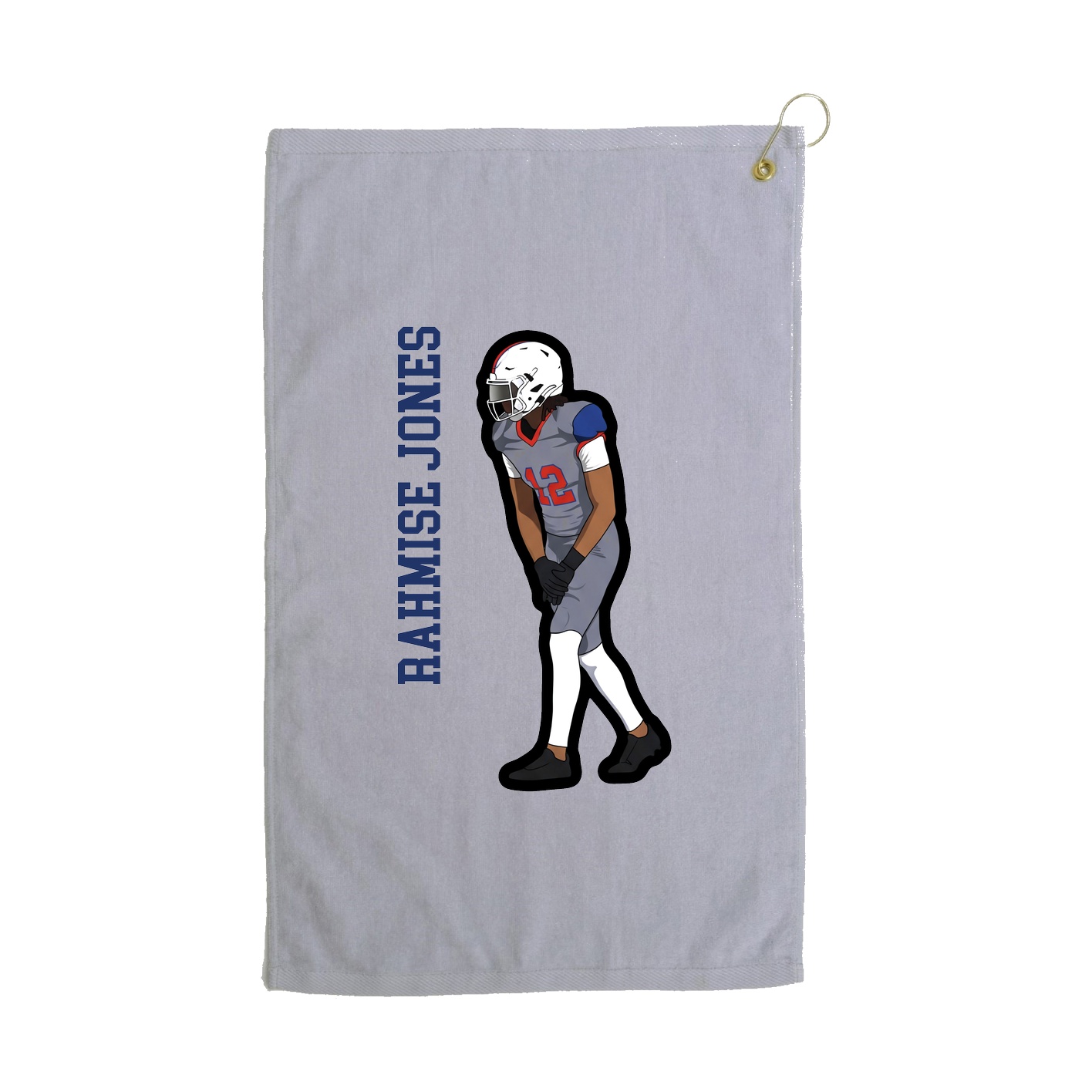 Golf Towel — Name Vertical in Grey