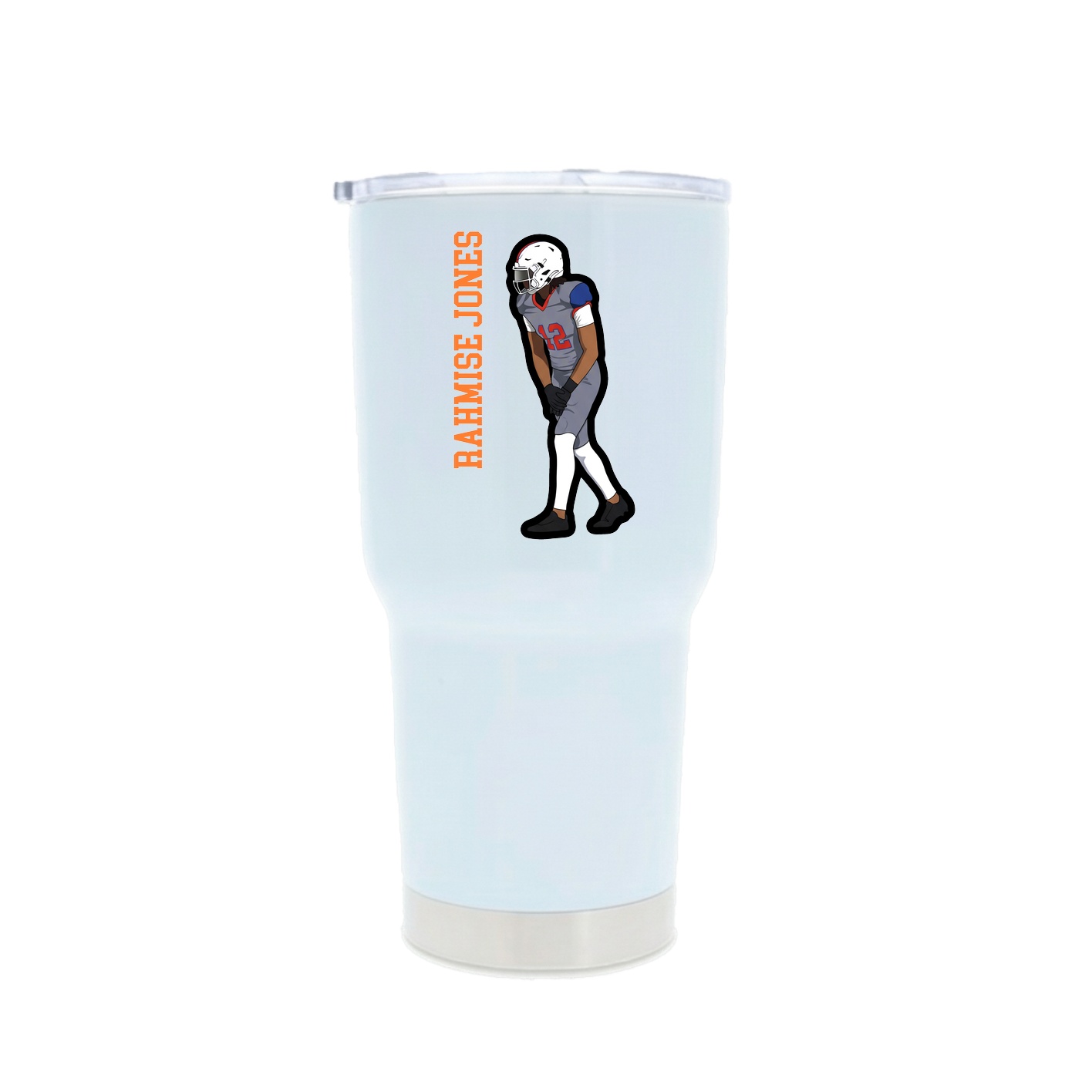 30oz Stainless Steel Tumbler — Name Vertical in White