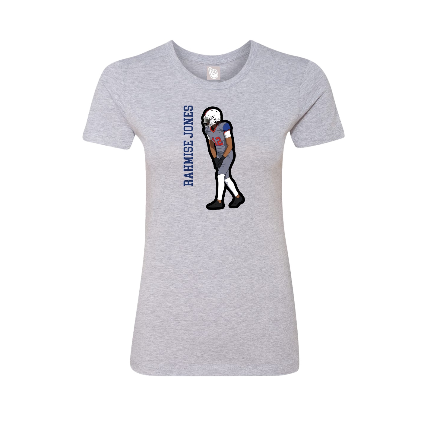 Fitted Women's Tee — Name Vertical in Grey