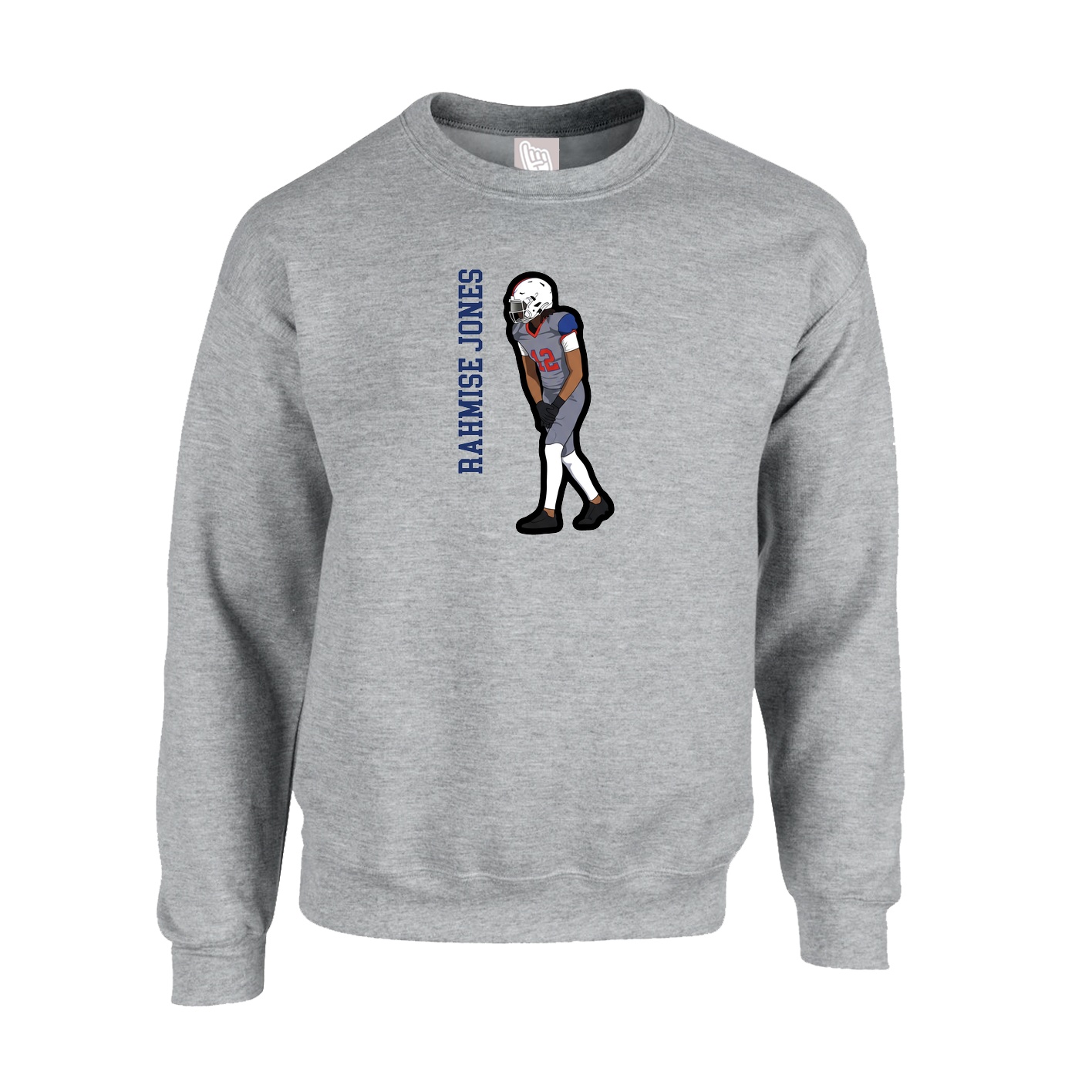 Fleece Crew — Name Vertical in Grey