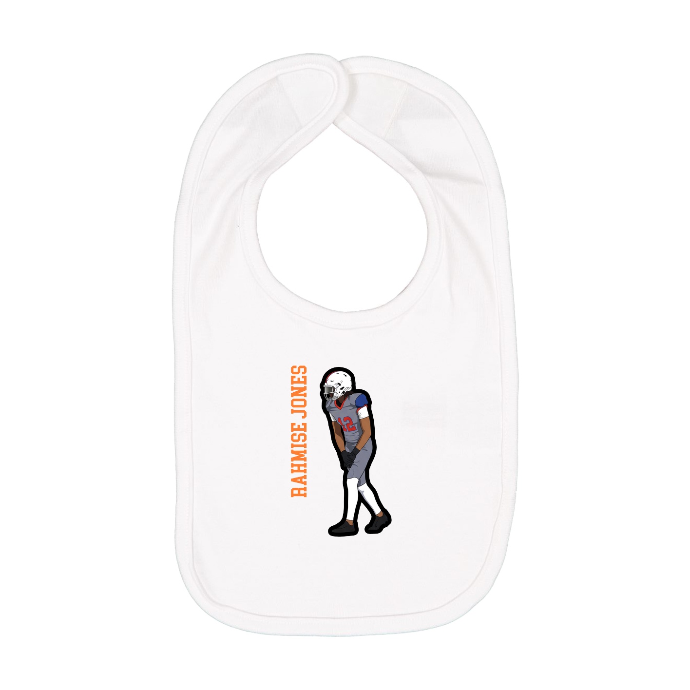 Infant Bib — Name Vertical in White