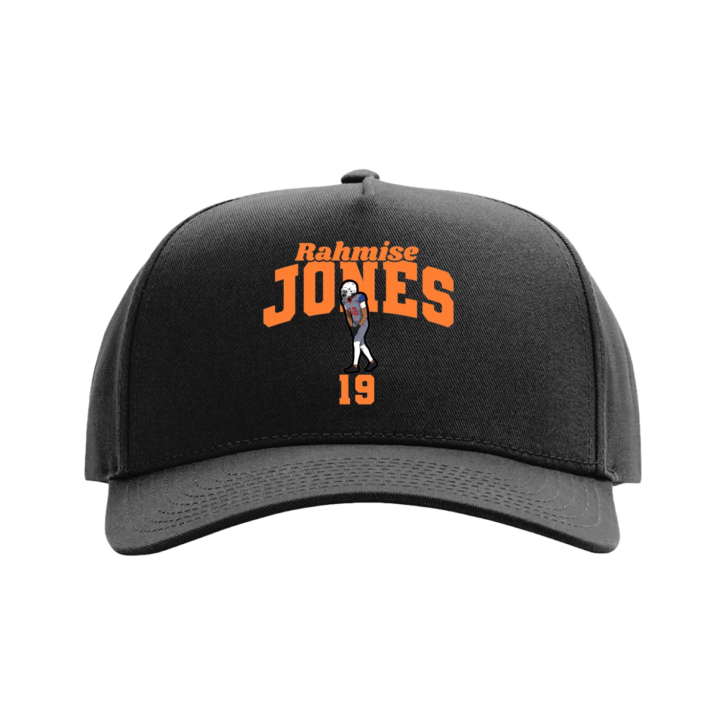 Full Fabric Five-Panel Champ Cap — Signature Arch in Black