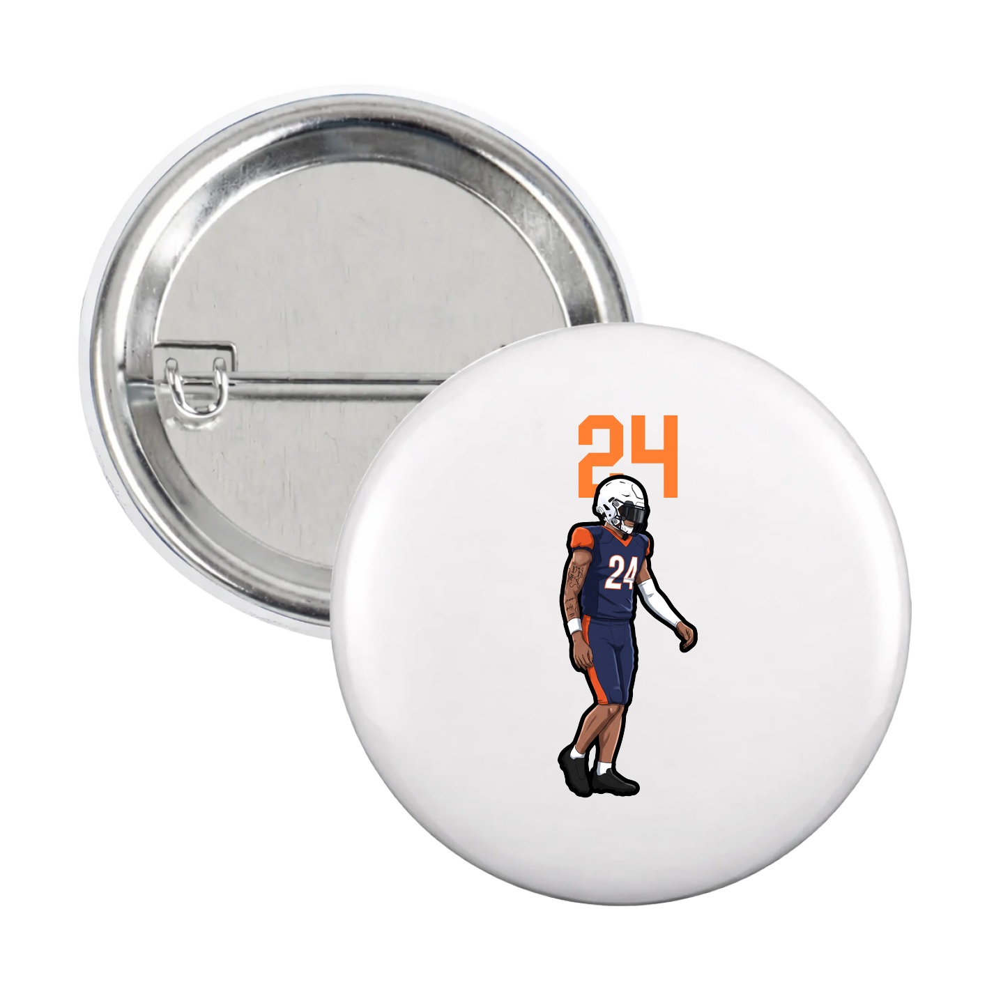 Game Day Button — Number Top in White