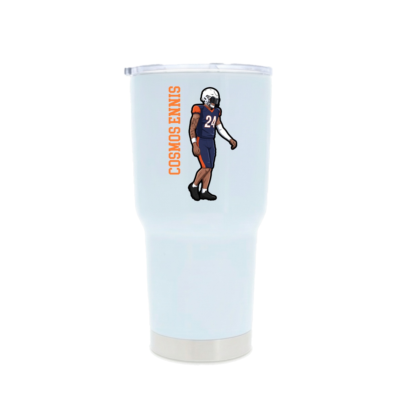30oz Stainless Steel Tumbler — Name Vertical in White