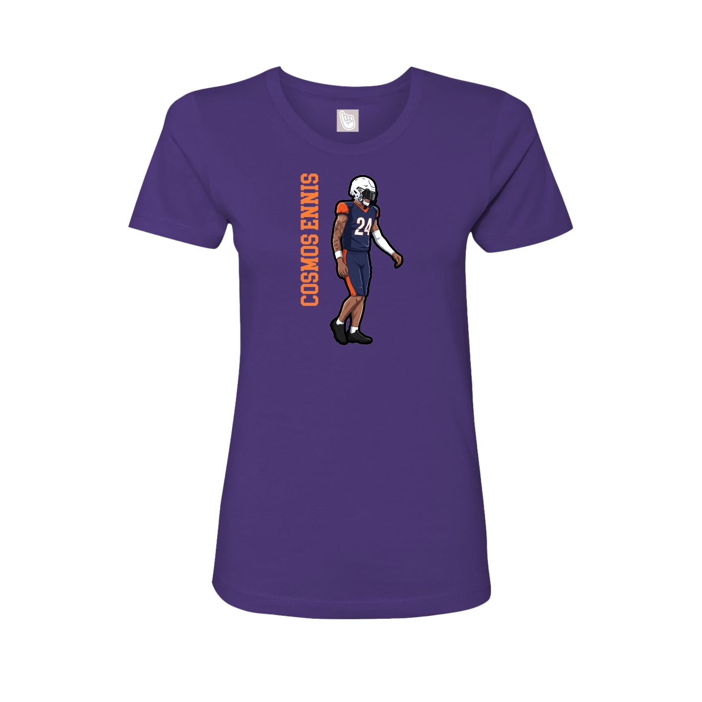 Fitted Women's Tee — Name Vertical in Purple
