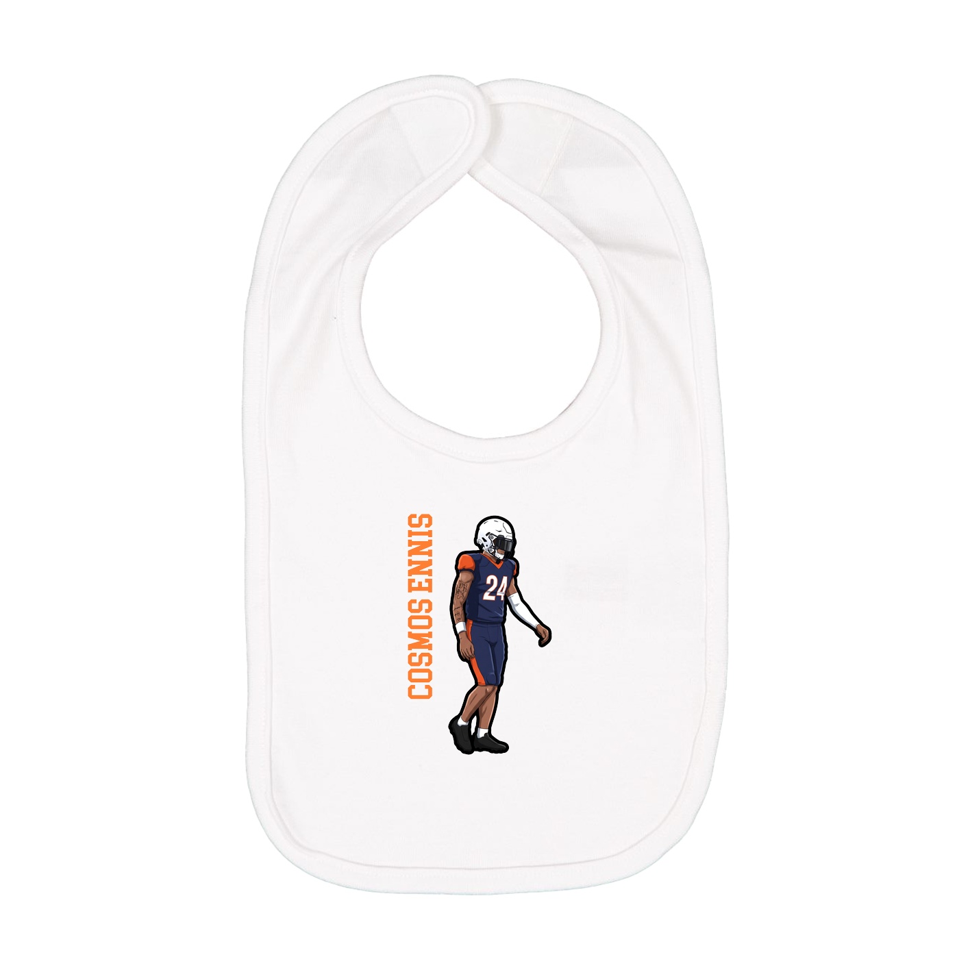 Infant Bib — Name Vertical in White