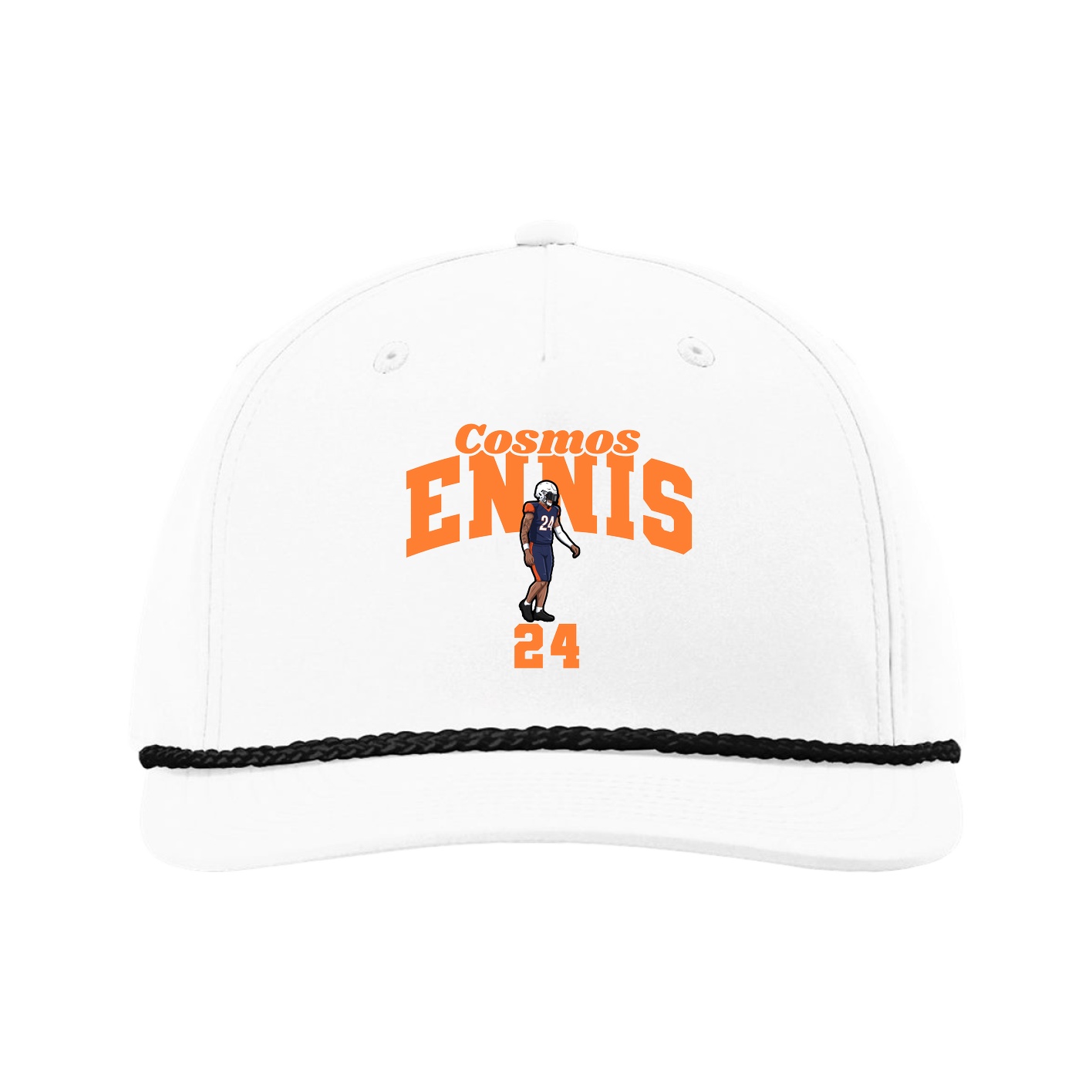 Five-Panel Classic Rope Cap — Signature Arch in White