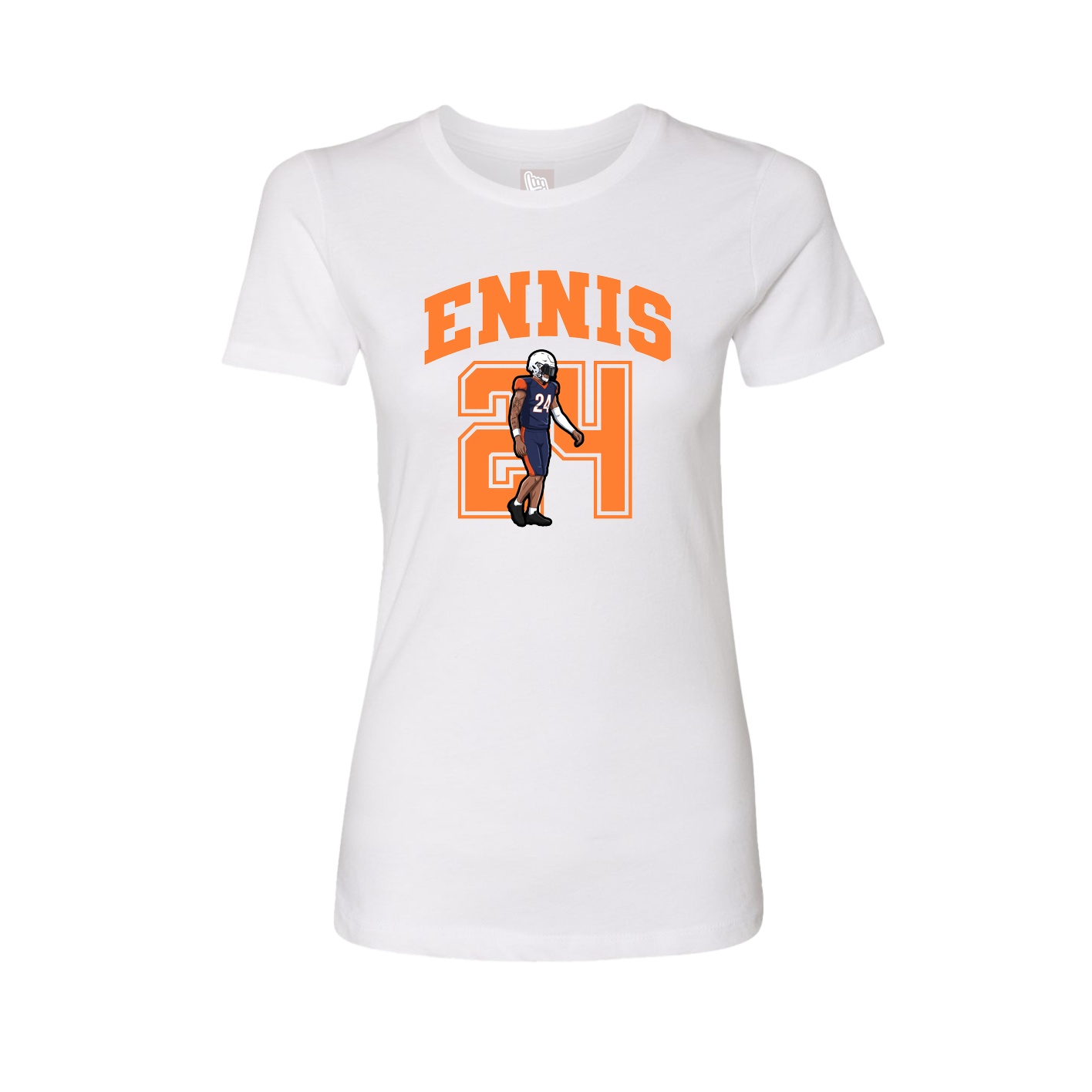 Fitted Women's Tee — Number in White
