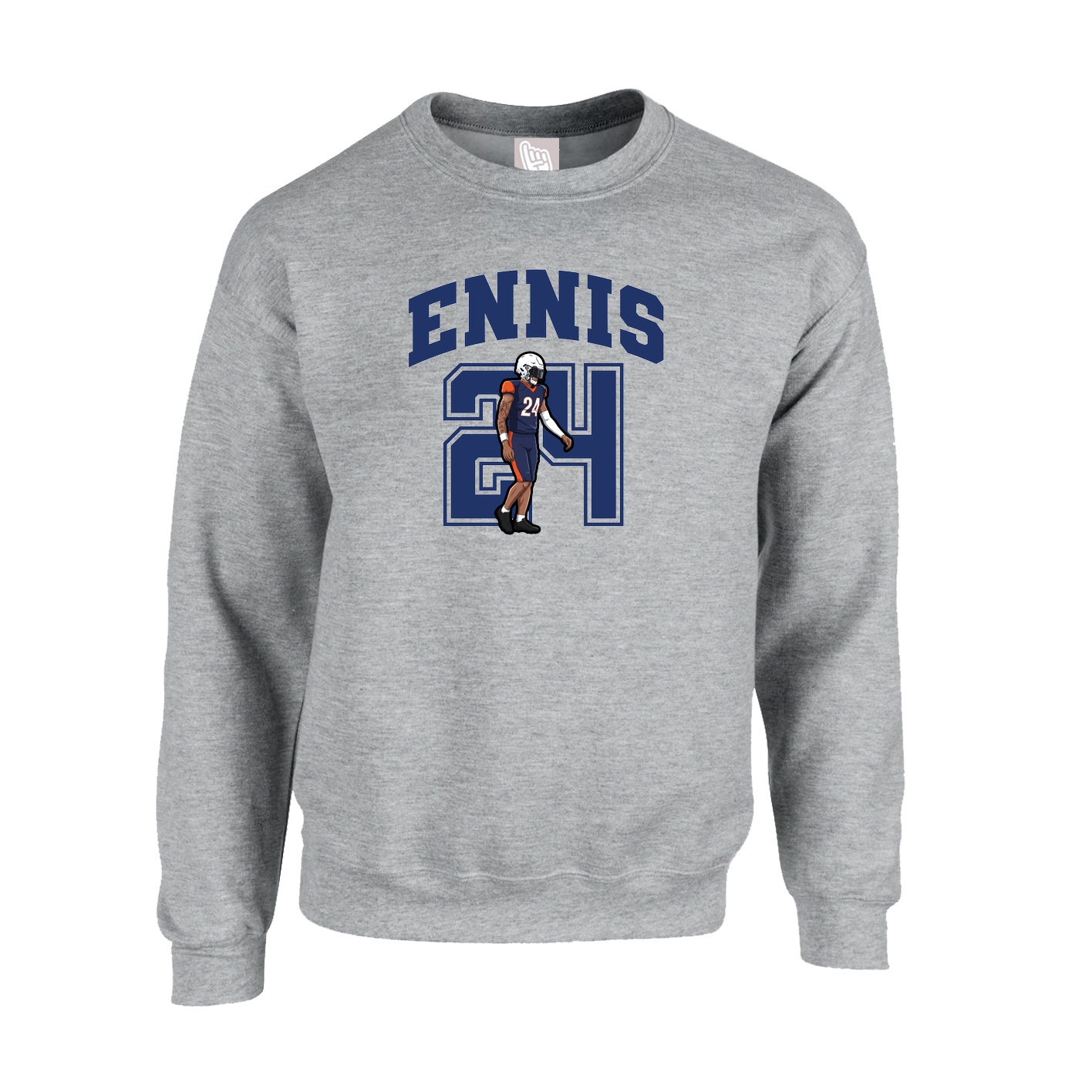 Fleece Crew — Number in Grey