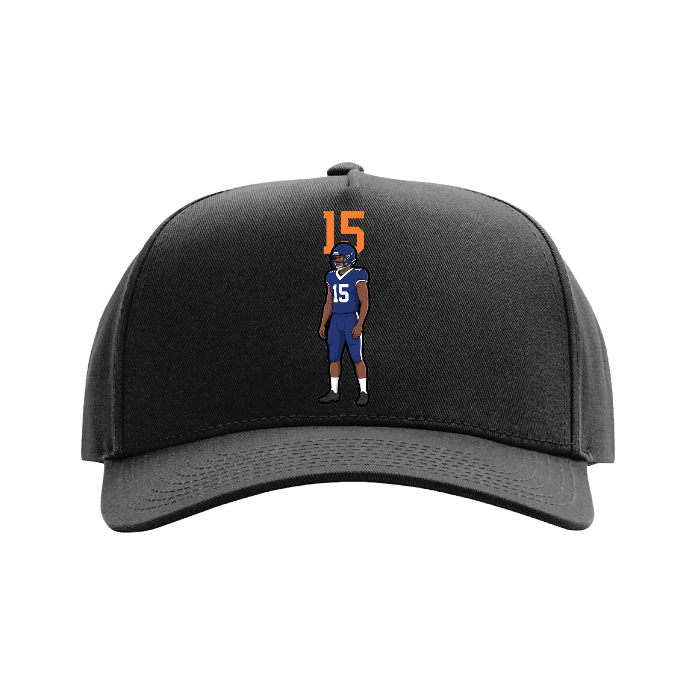 Full Fabric Five-Panel Champ Cap — Number Top in Black