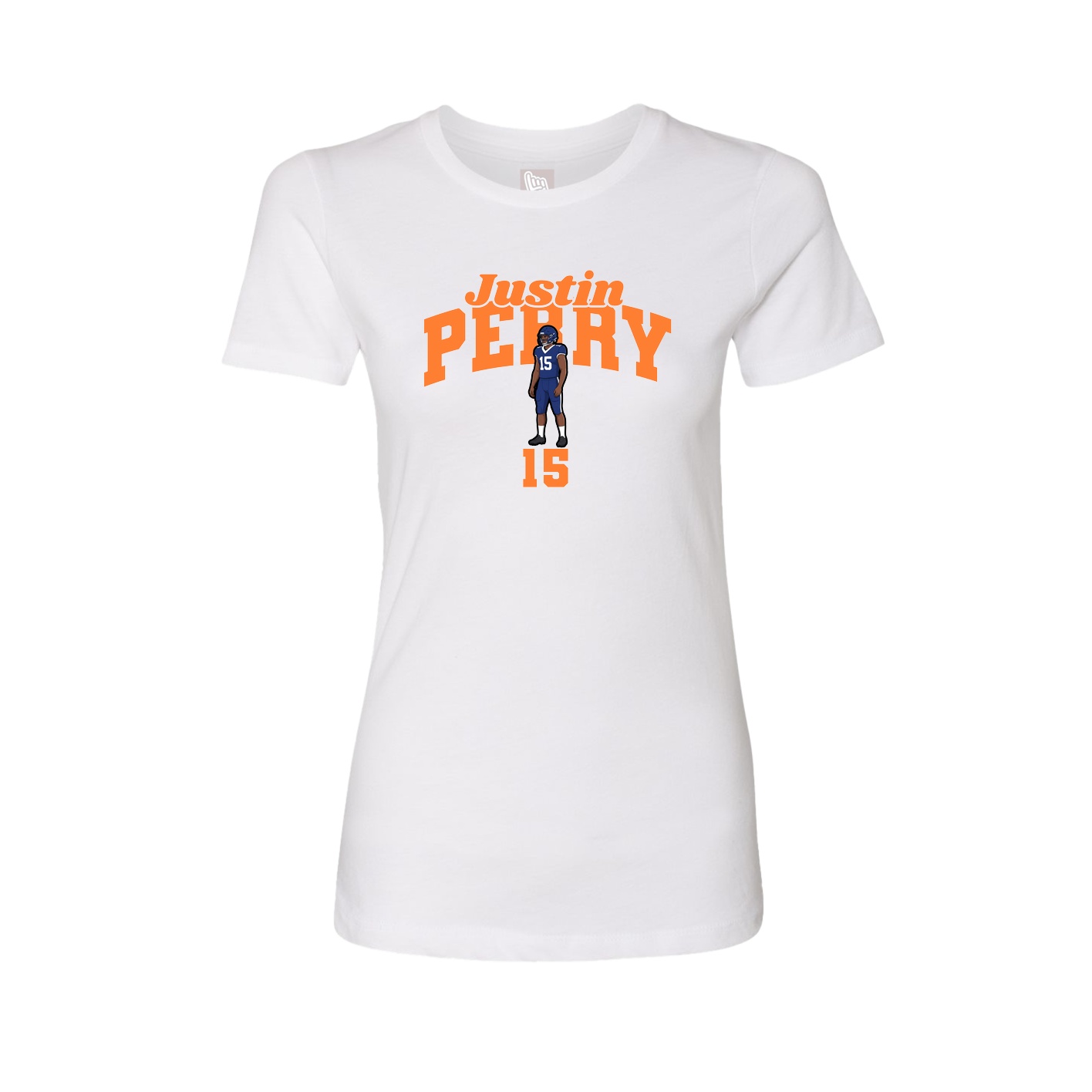 Fitted Women's Tee — Signature Arch in White