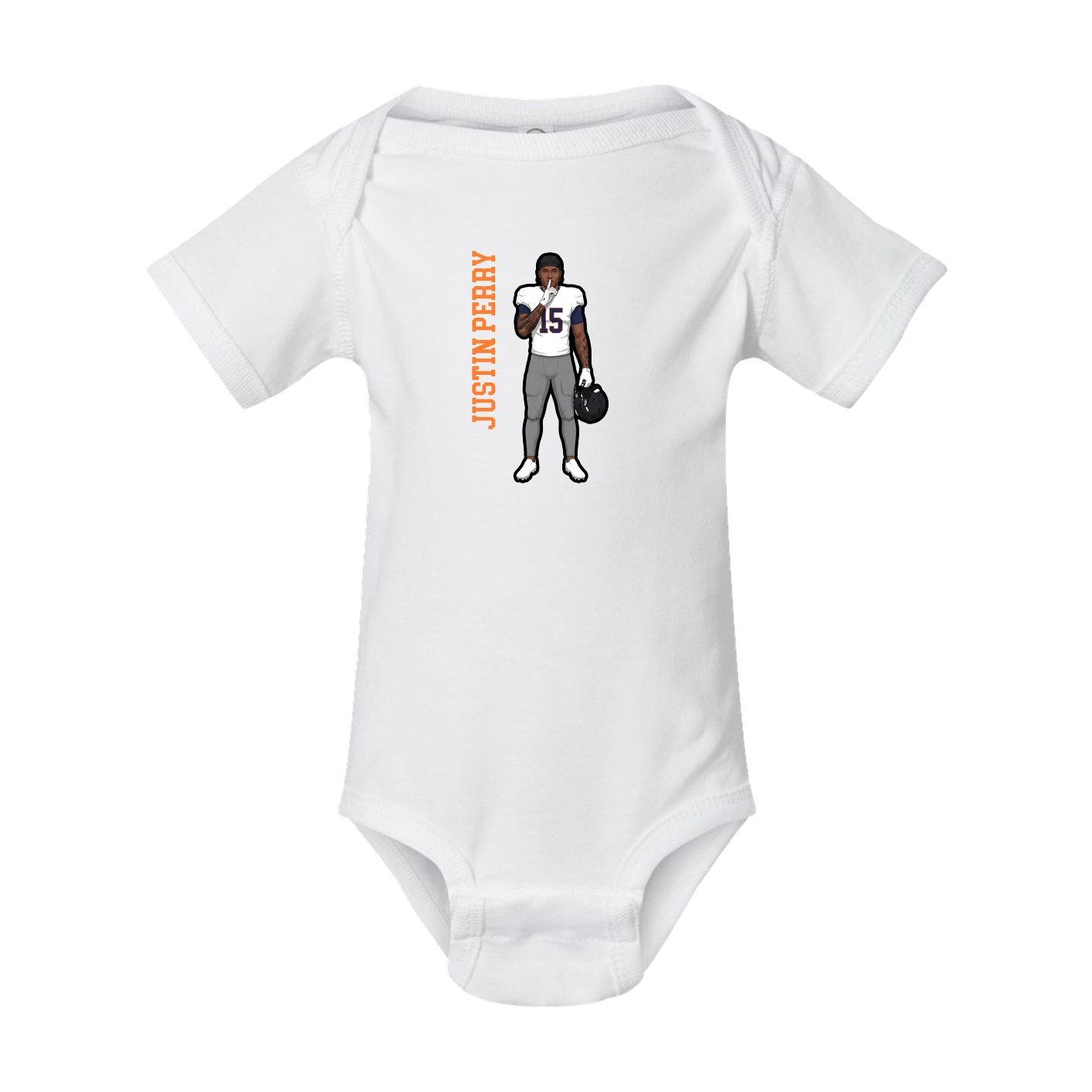 Baby Onesie — Name Vertical in White