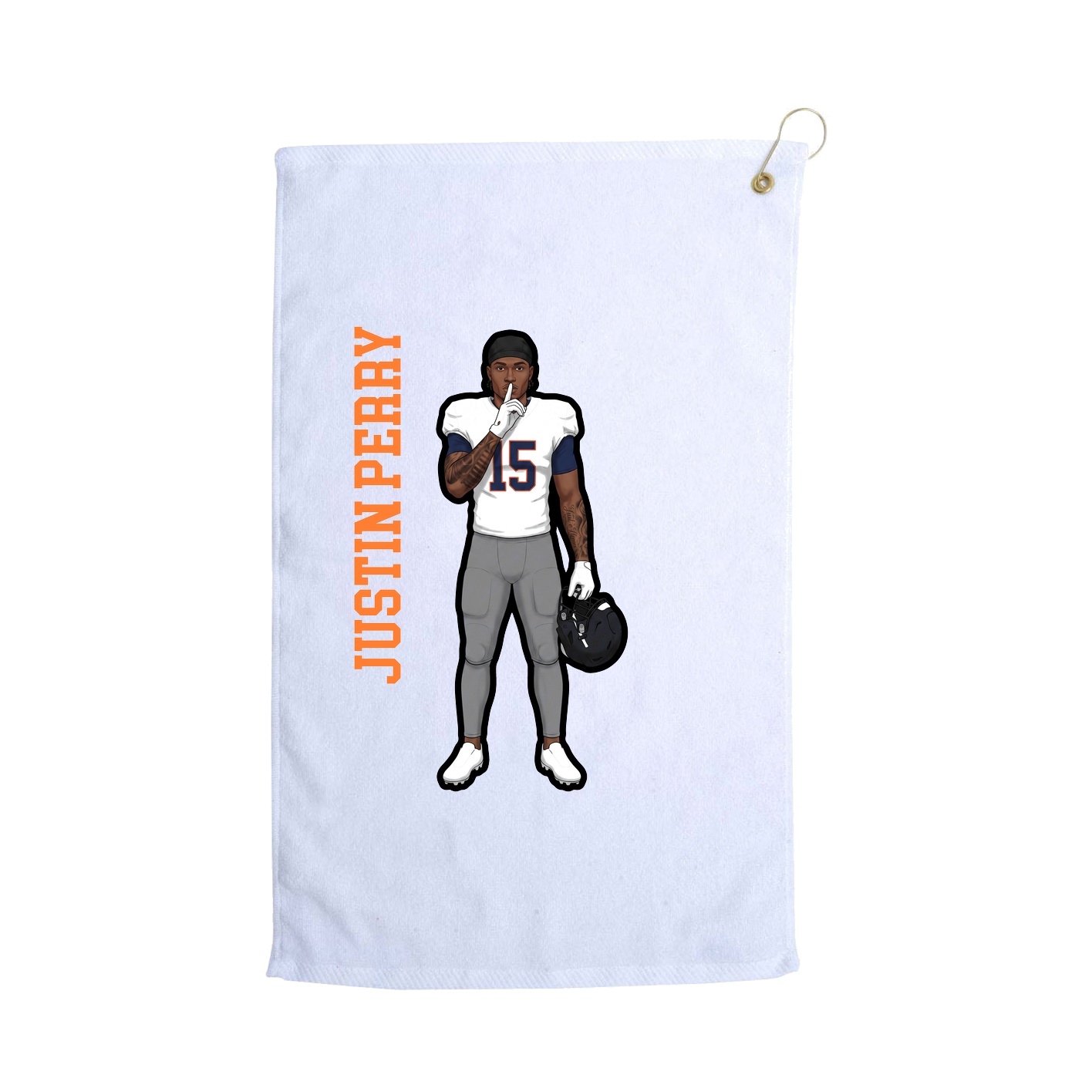 Golf Towel — Name Vertical in White