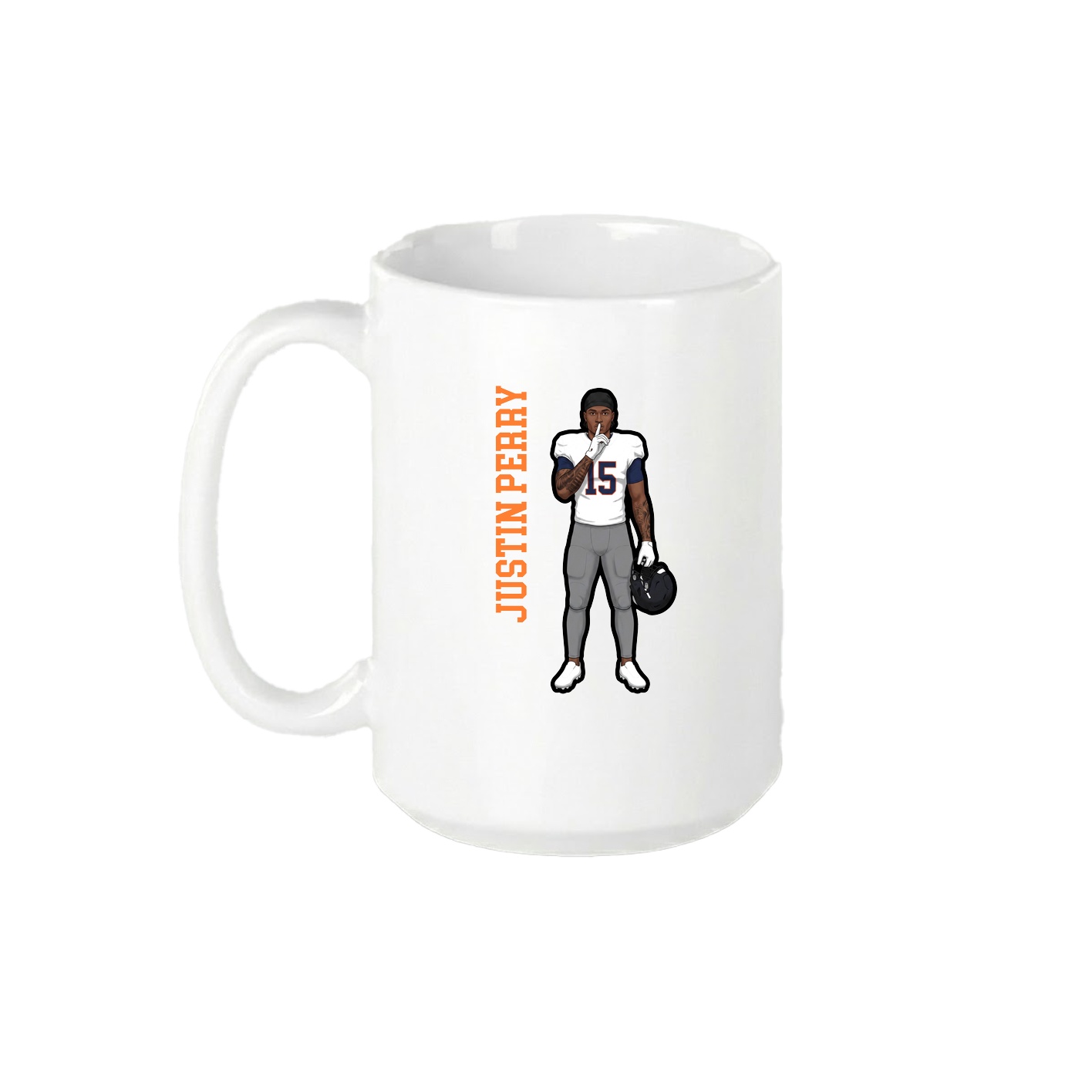 15oz Coffee Mug — Name Vertical in White