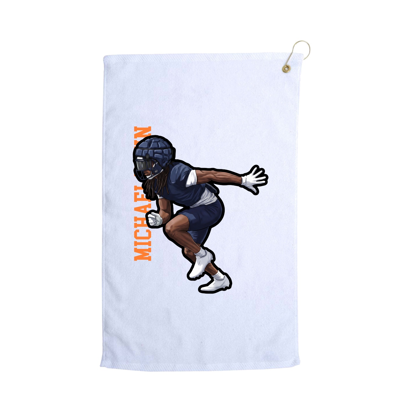 Golf Towel — Name Vertical in White