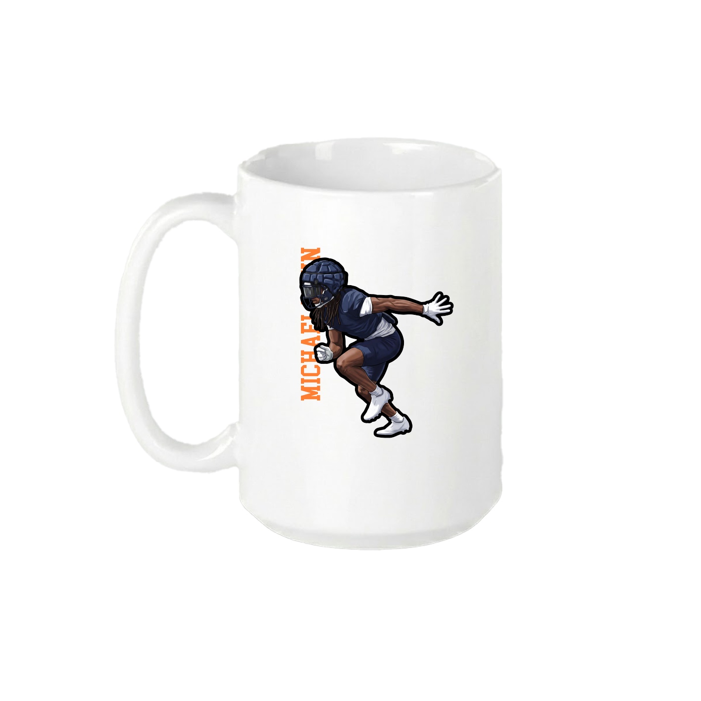 15oz Coffee Mug — Name Vertical in White