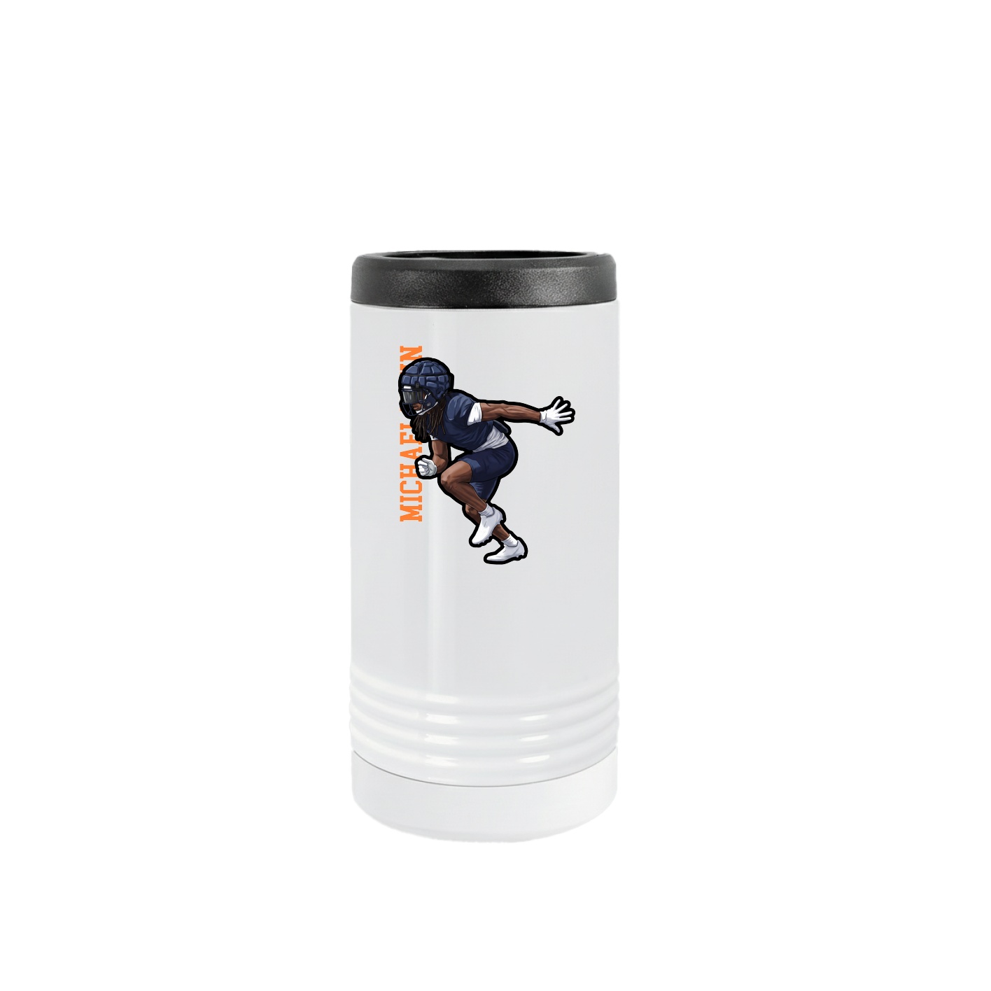 Slim Beverage Holder — Name Vertical in White