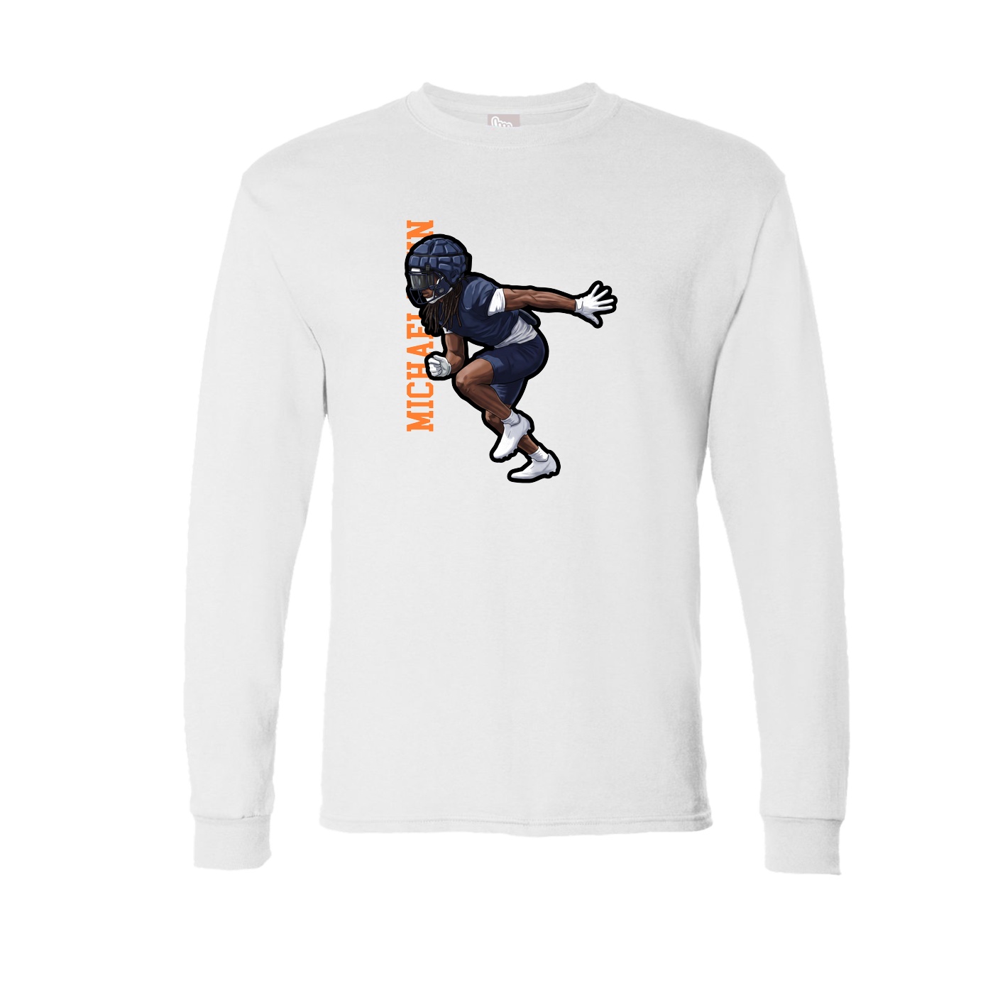 Long Sleeve Tee — Name Vertical in White