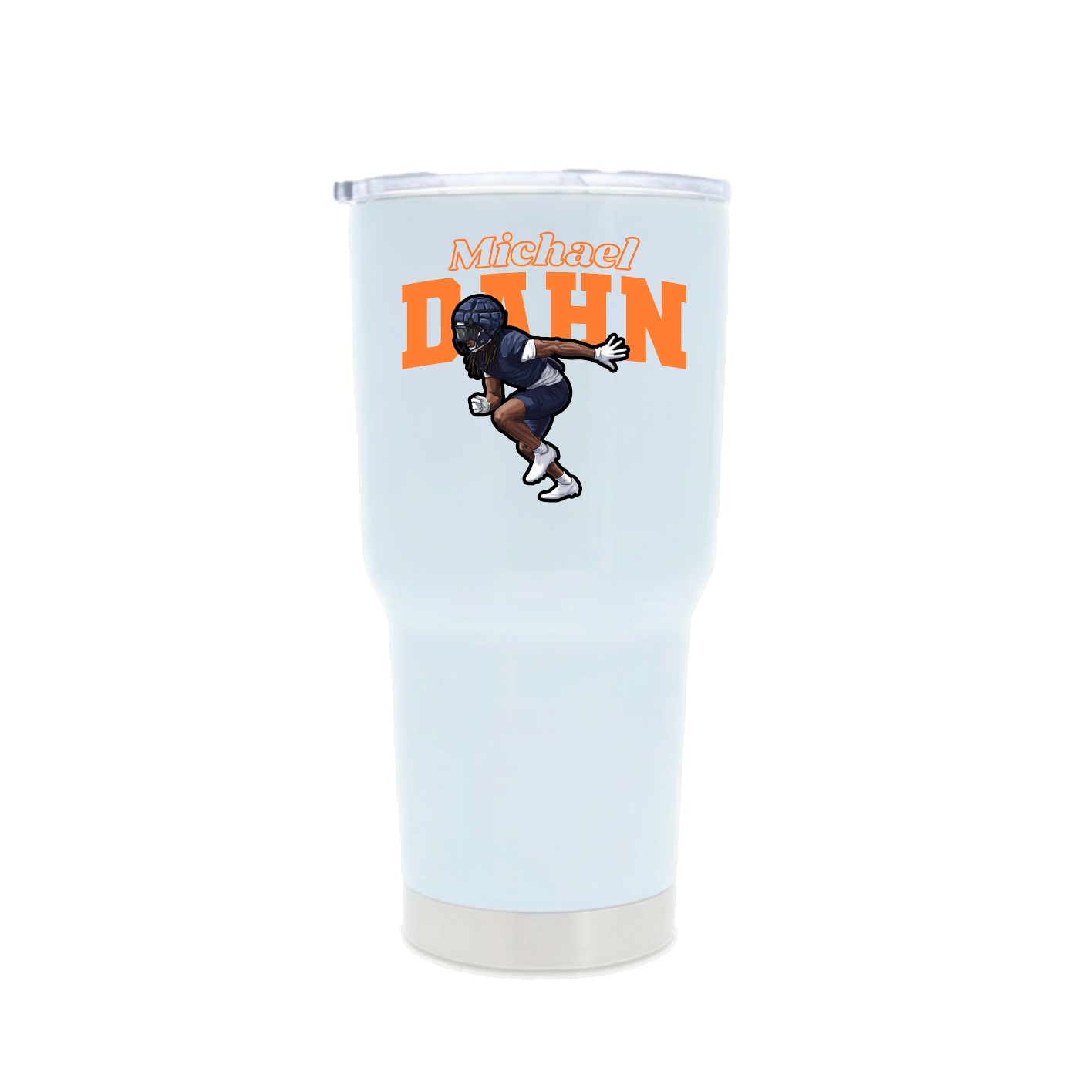 30oz Stainless Steel Tumbler — Name Arch in White
