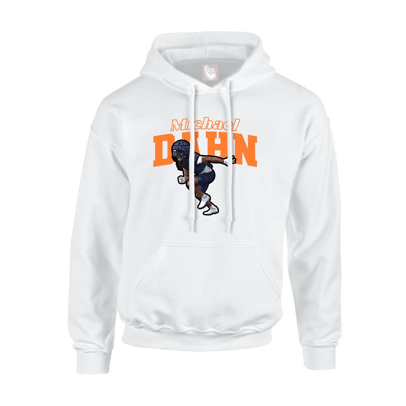 Youth Hoodie — Name Arch in White