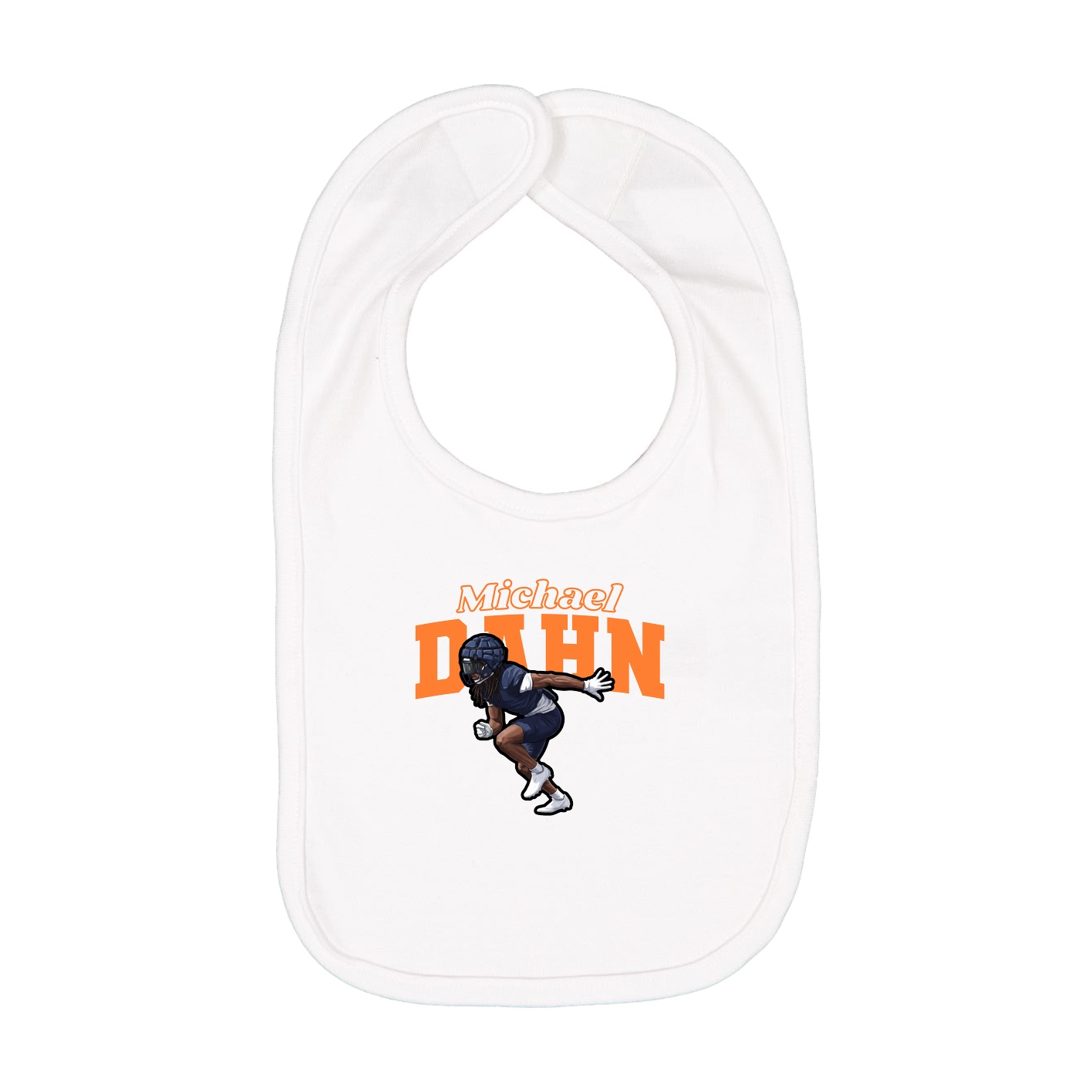 Infant Bib — Name Arch in White