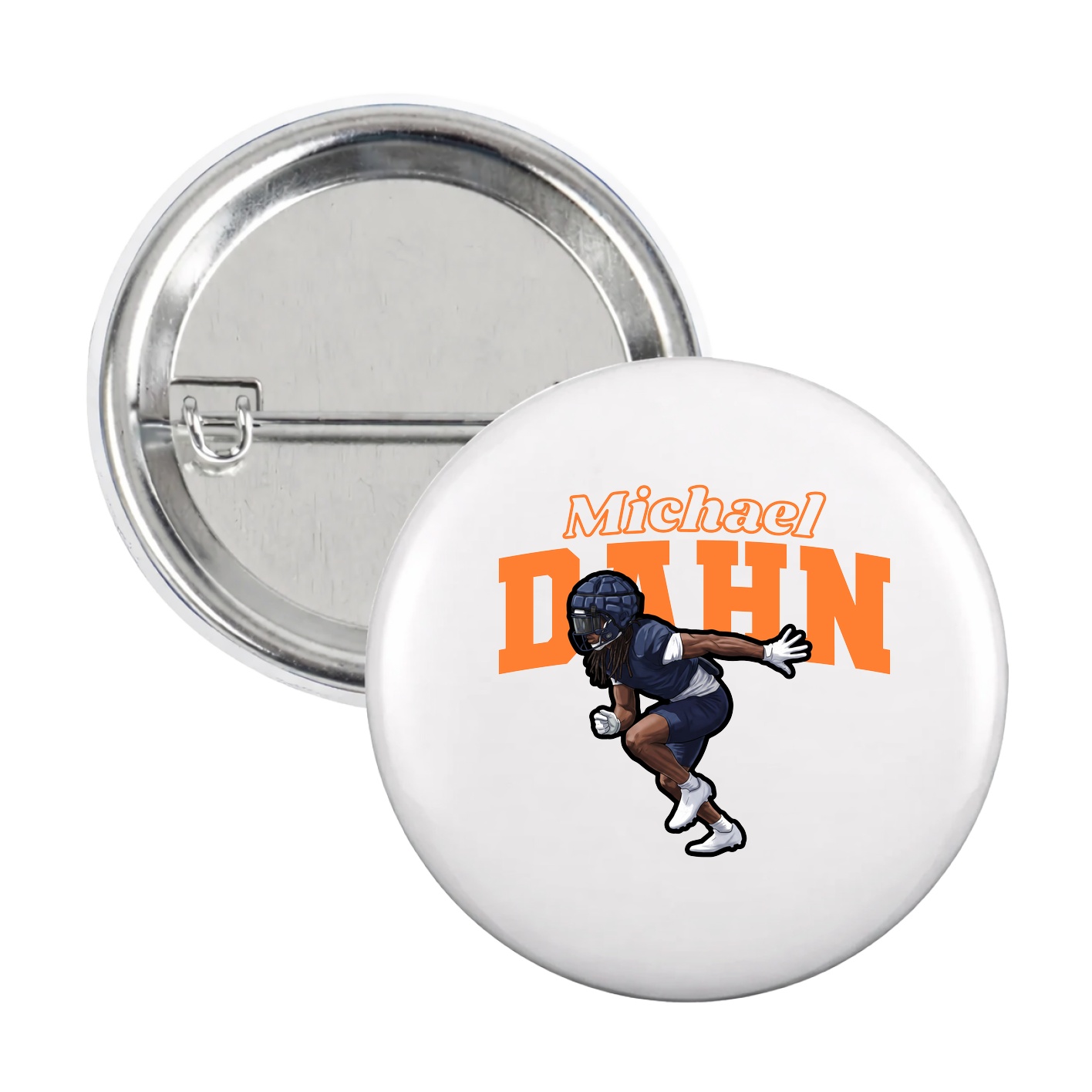 Game Day Button — Name Arch in White