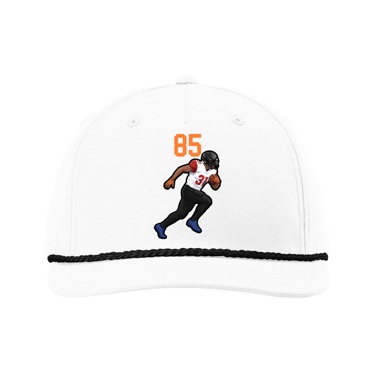 Five-Panel Classic Rope Cap — Number Top in White