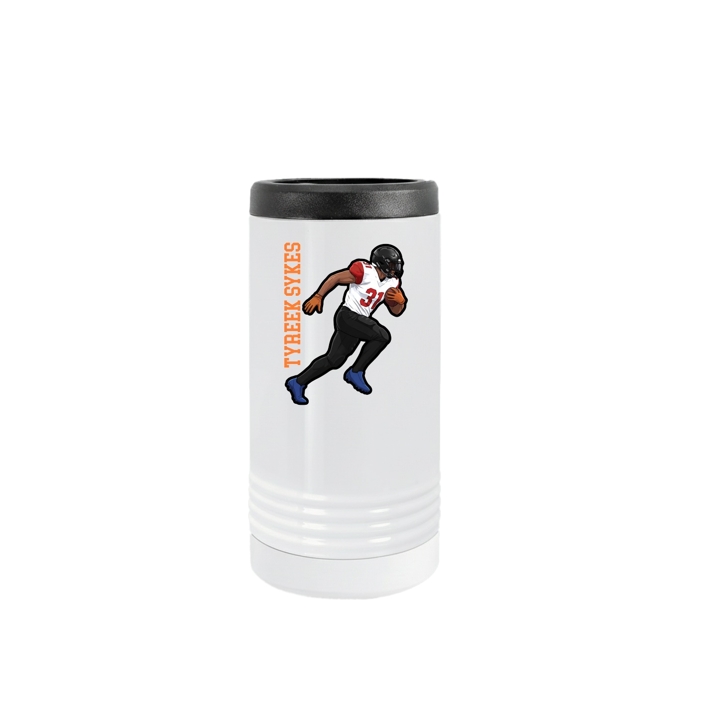 Slim Beverage Holder — Name Vertical in White